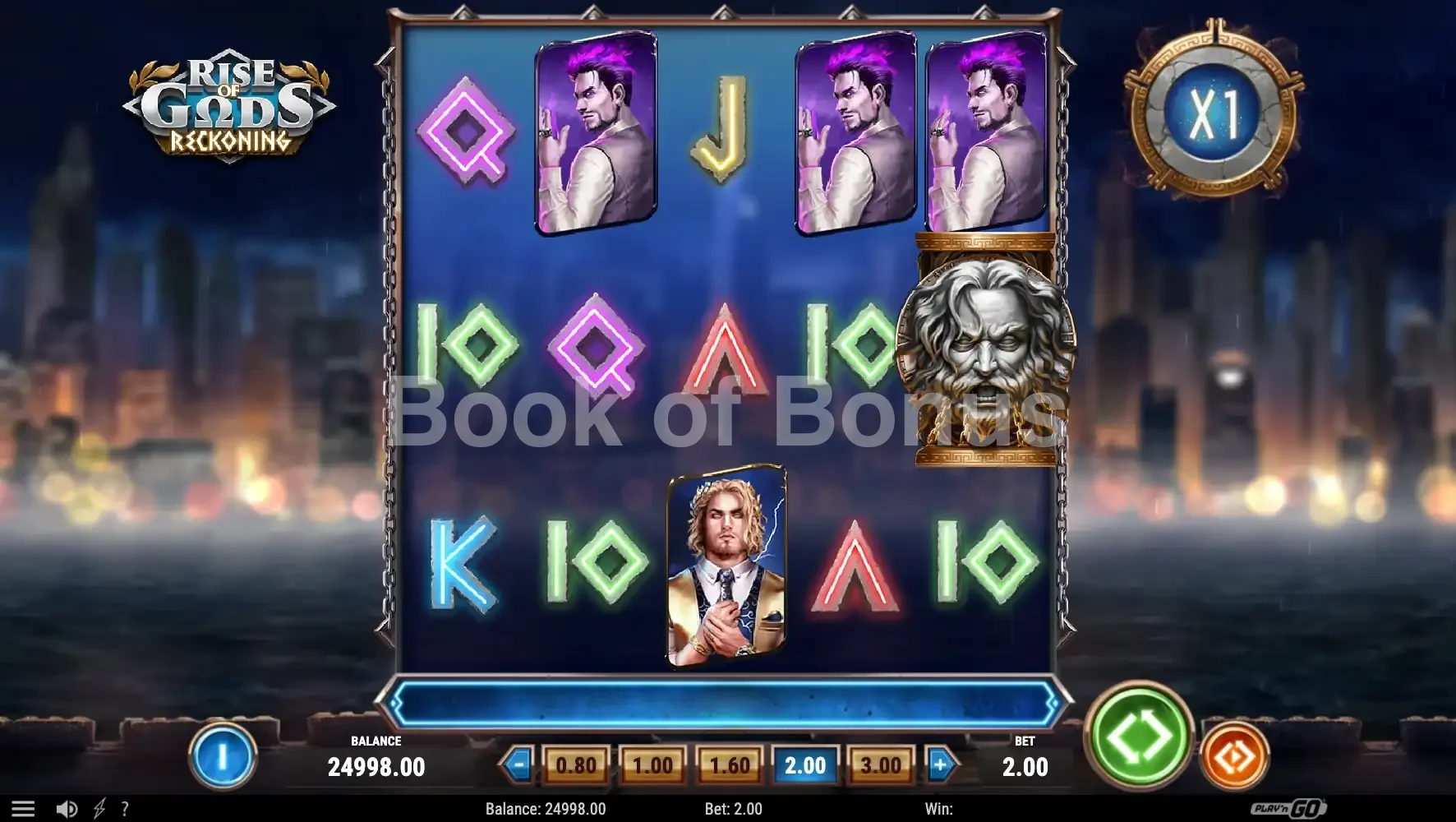 Rise of Gods Reckoning par Play'n GO - jeu de base et disposition des rouleaux