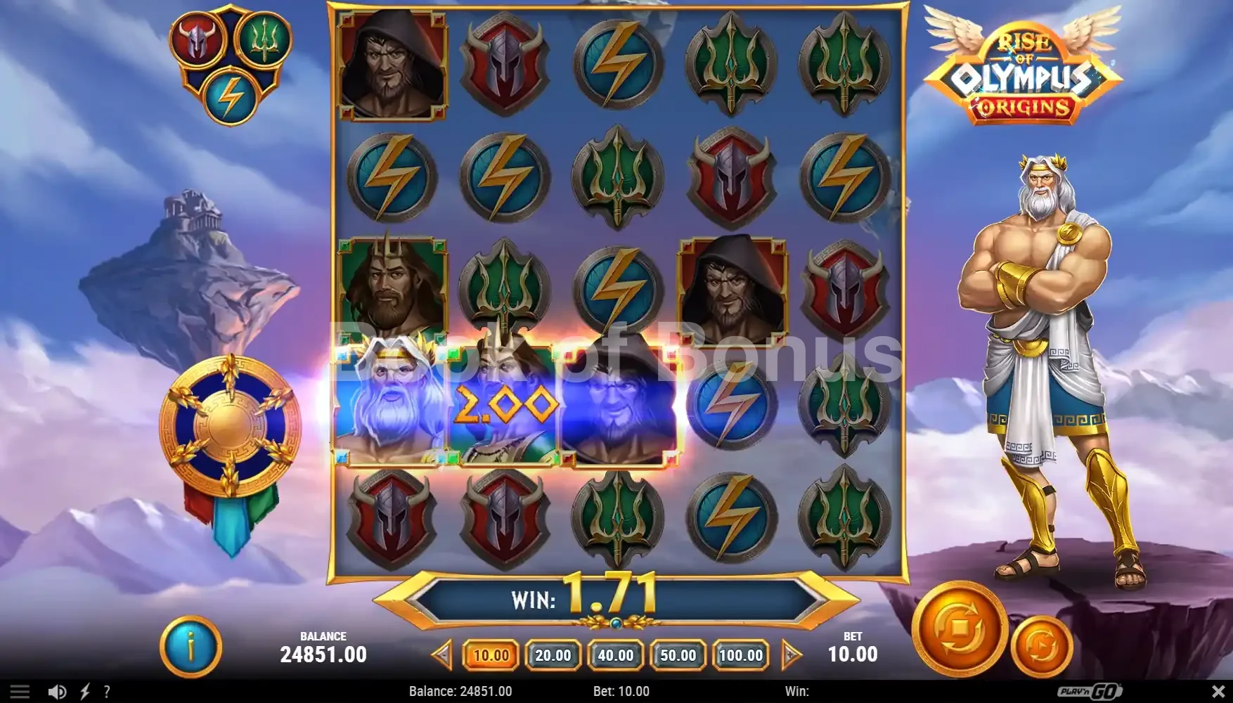 Rise of Olympus Origins par Play'n GO - spin result