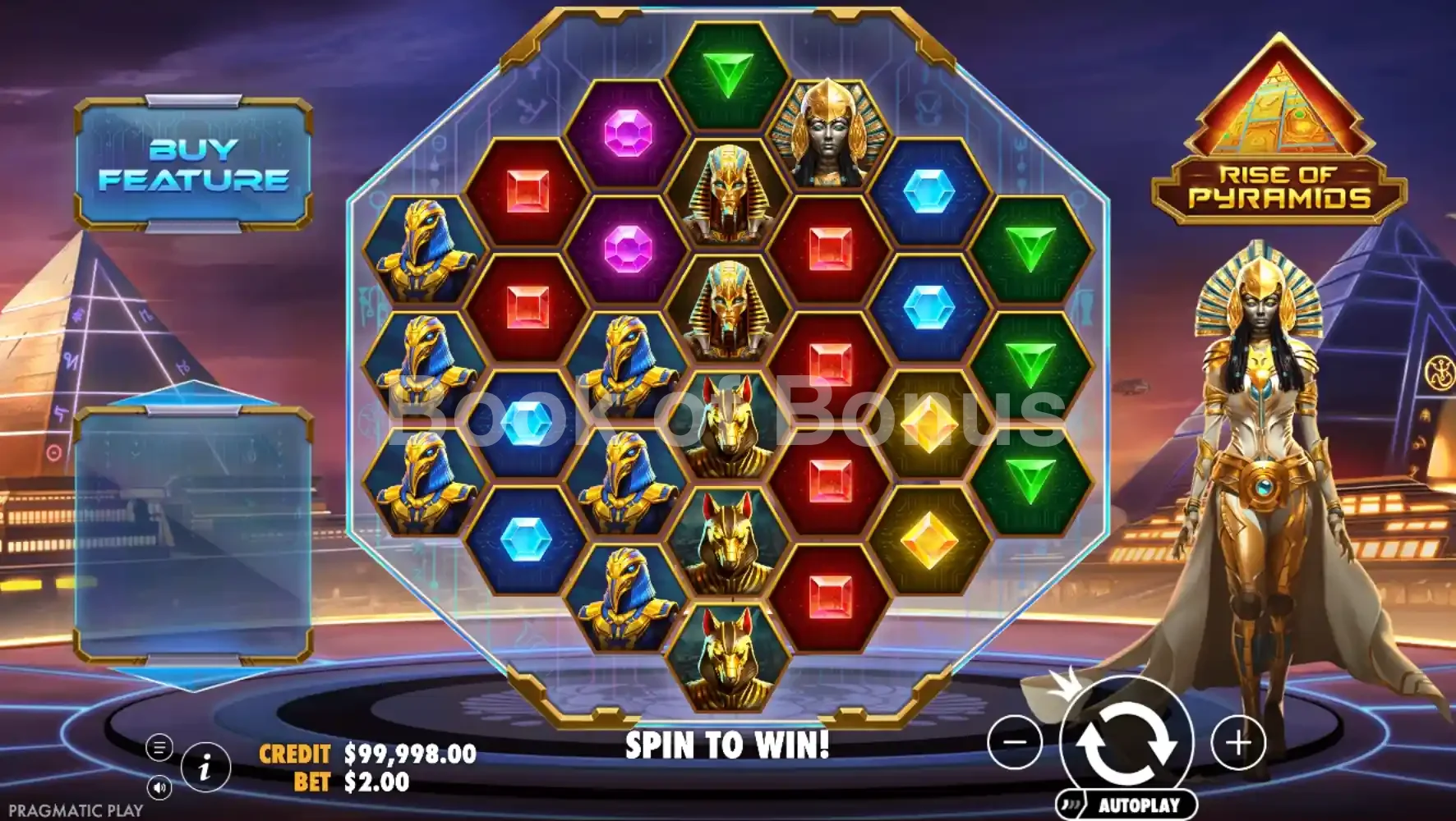 Rise of Pyramids par Pragmatic Play - jeu de base et disposition des rouleaux