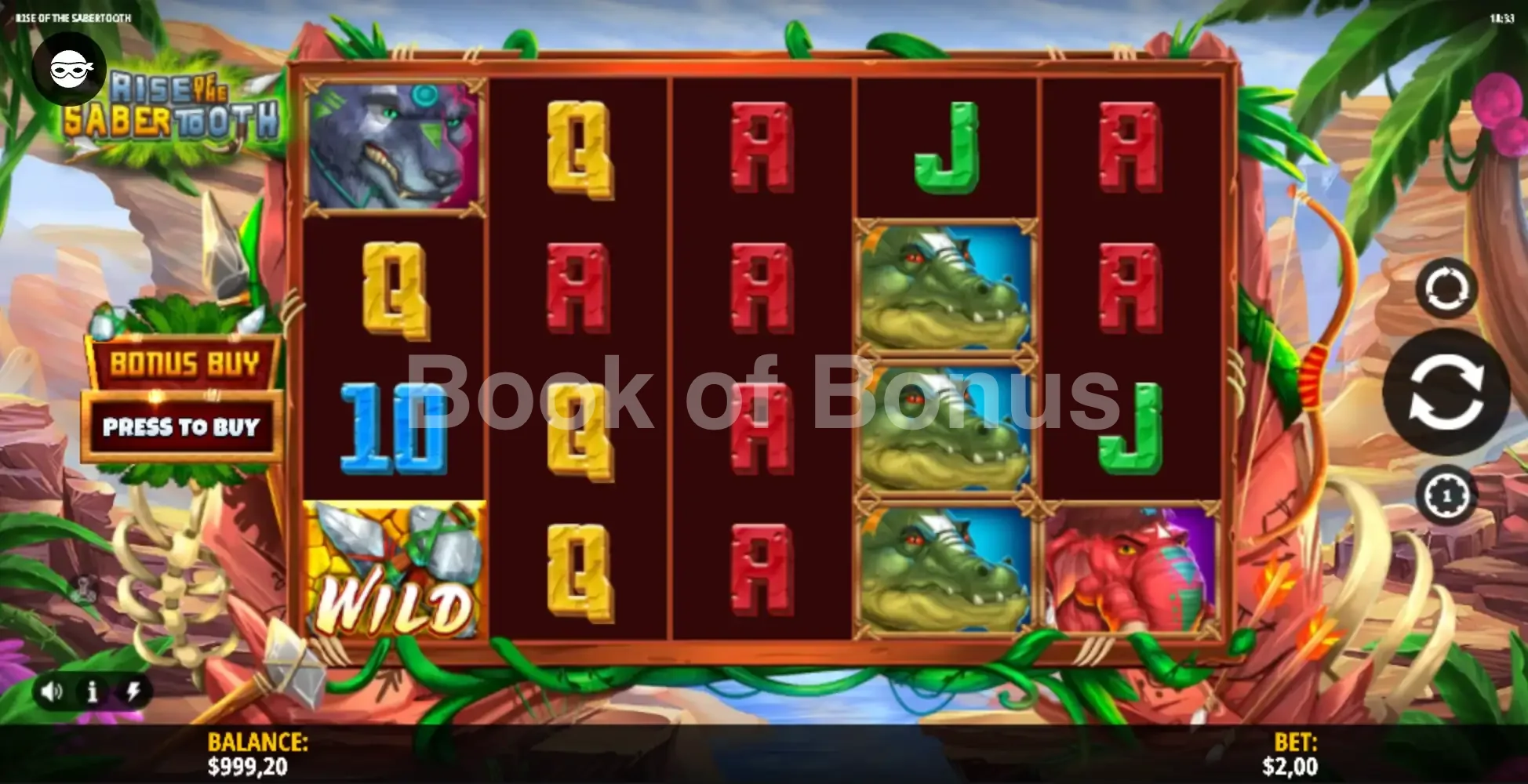 Rise of the Sabertooth par iSoftBet - jeu de base et disposition des rouleaux