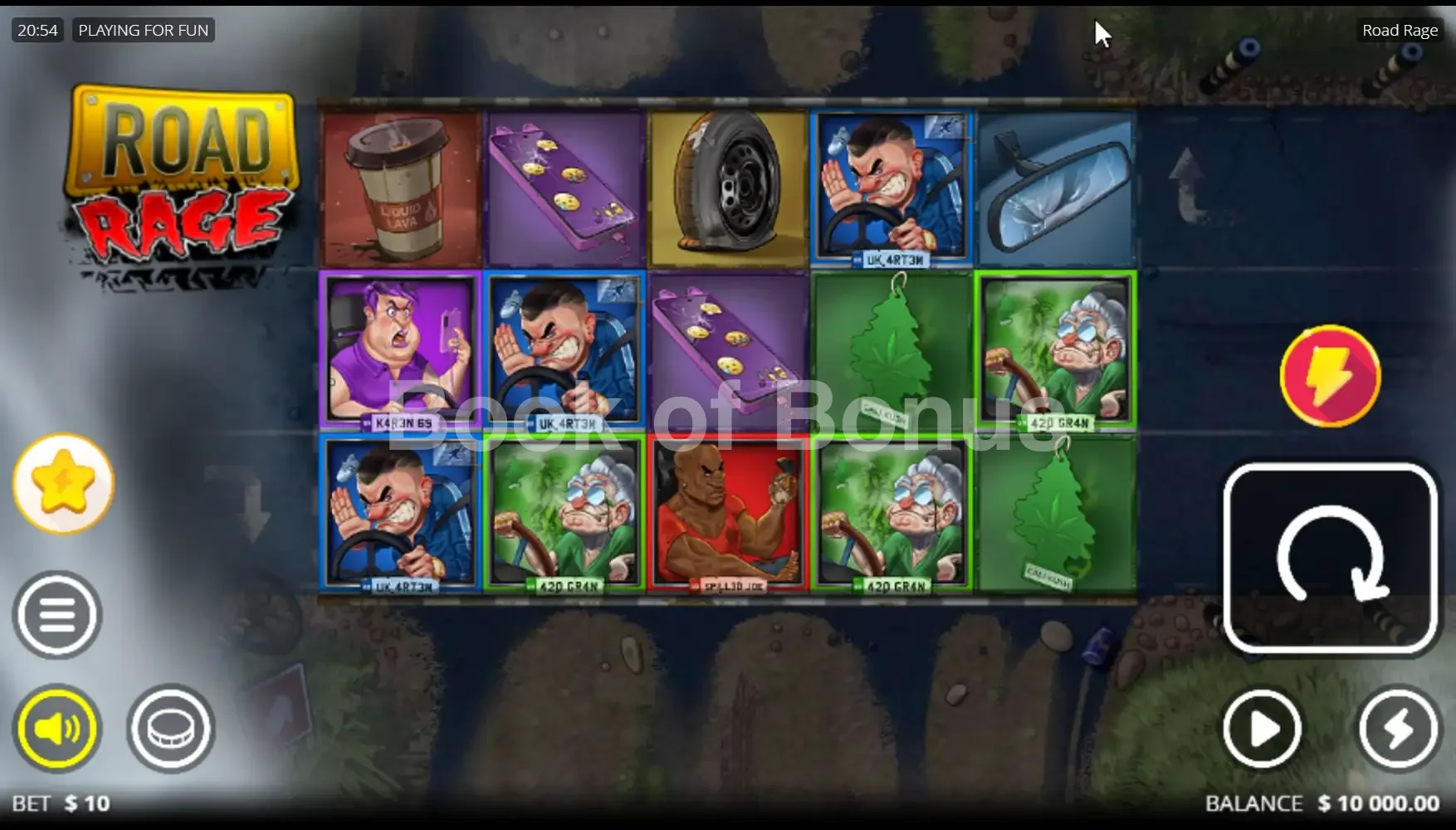 Road Rage par Nolimit City - jeu de base et disposition des rouleaux