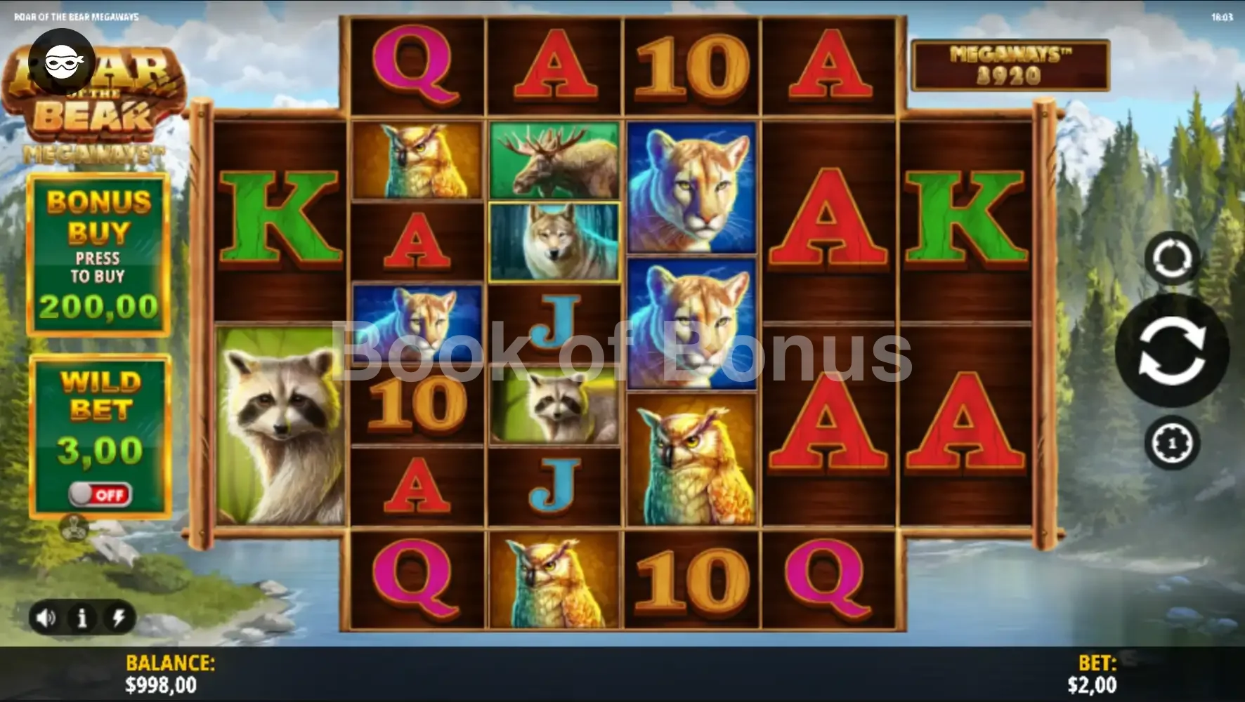 Roar of the Bear Megaways par iSoftBet - jeu de base et disposition des rouleaux