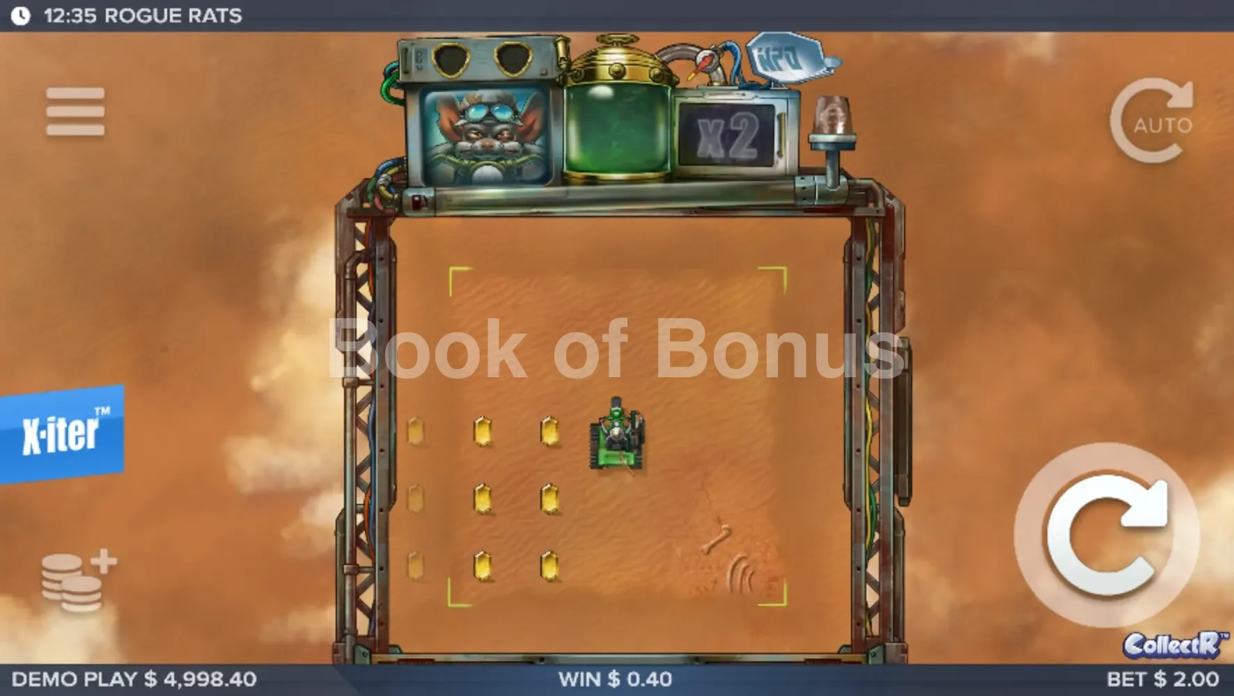 Rogue Rats of Nitropolis par ELK Studios - jeu de base et disposition des rouleaux
