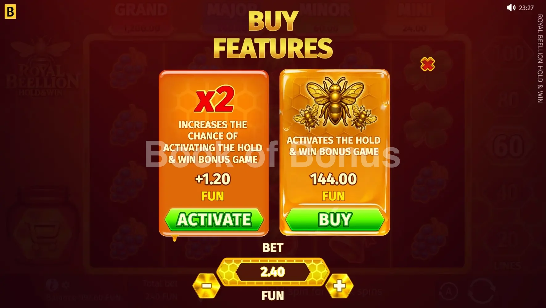 Achat de bonus Royal Beellion