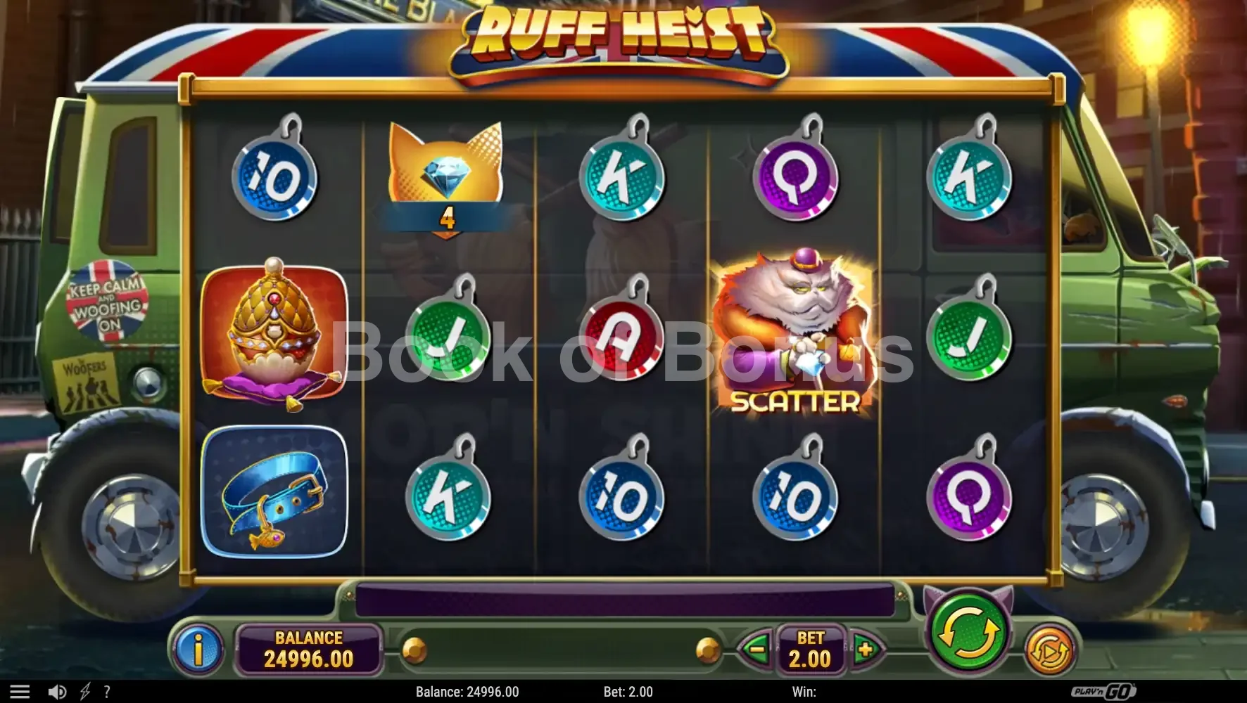 Ruff Heist par Play'n GO - jeu de base et disposition des rouleaux