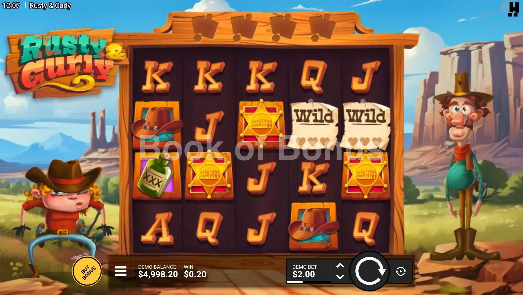 Rusty & Curly par Hacksaw Gaming - jeu de base et disposition des rouleaux