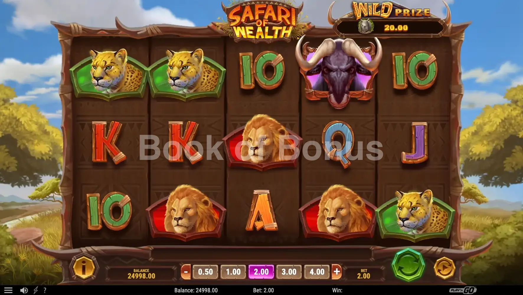 Safari of Wealth par Play'n GO - jeu de base et disposition des rouleaux