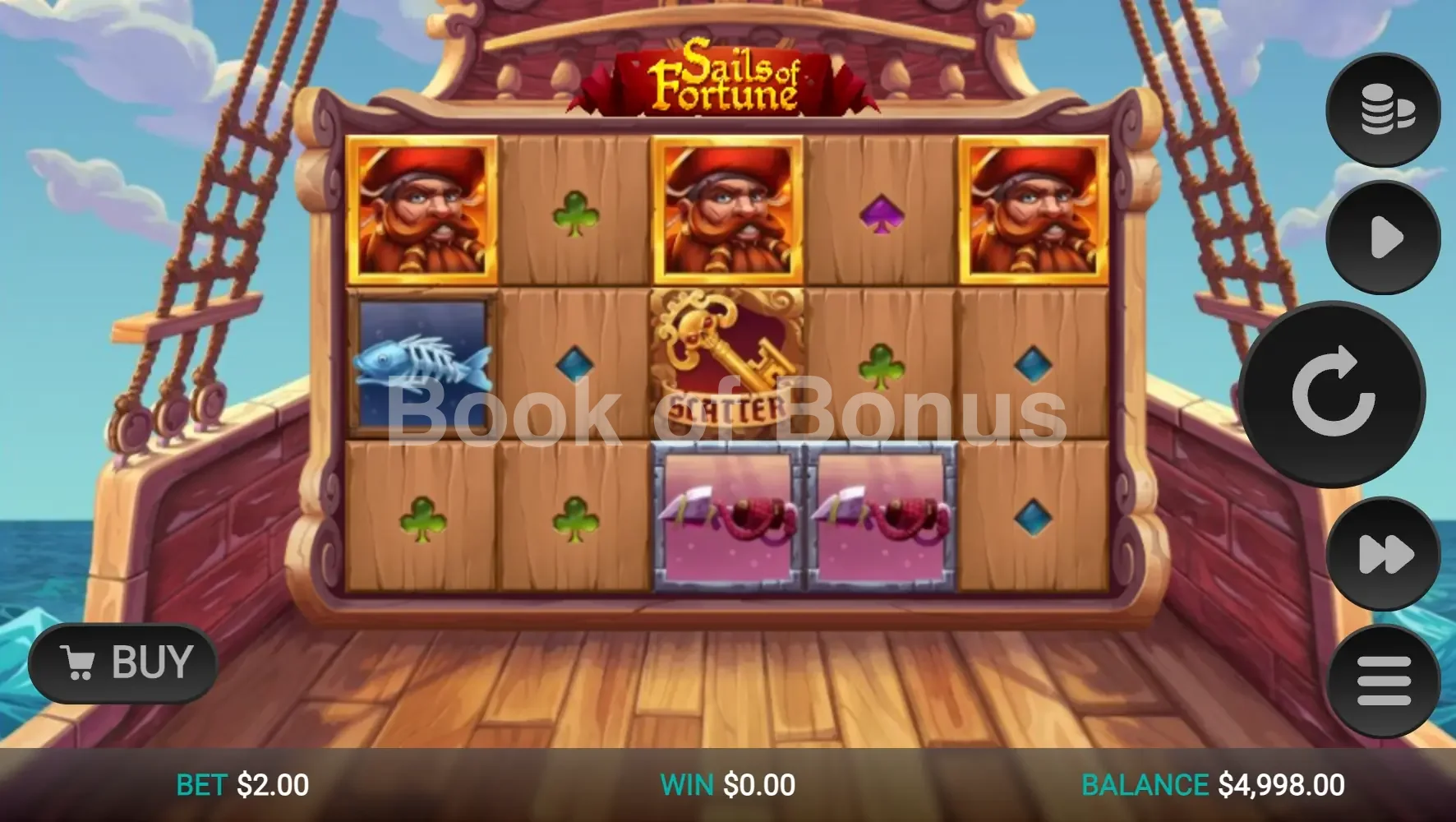 Sails of Fortune par Relax Gaming - jeu de base et disposition des rouleaux