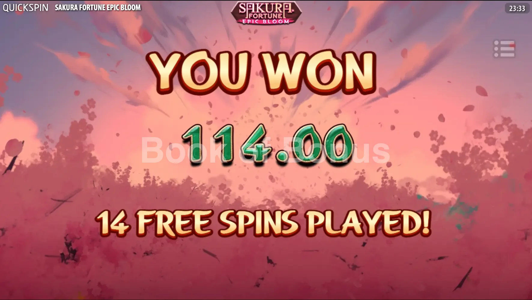 Sakura Fortune Epic Bloom par Quickspin - gros gain