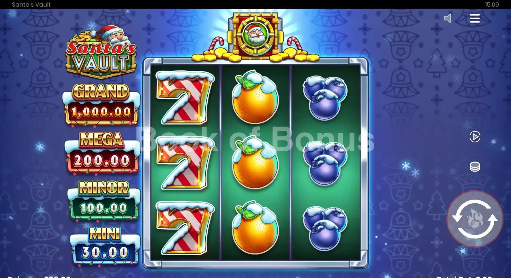 Santa’s Vault par Push Gaming - jeu de base et disposition des rouleaux
