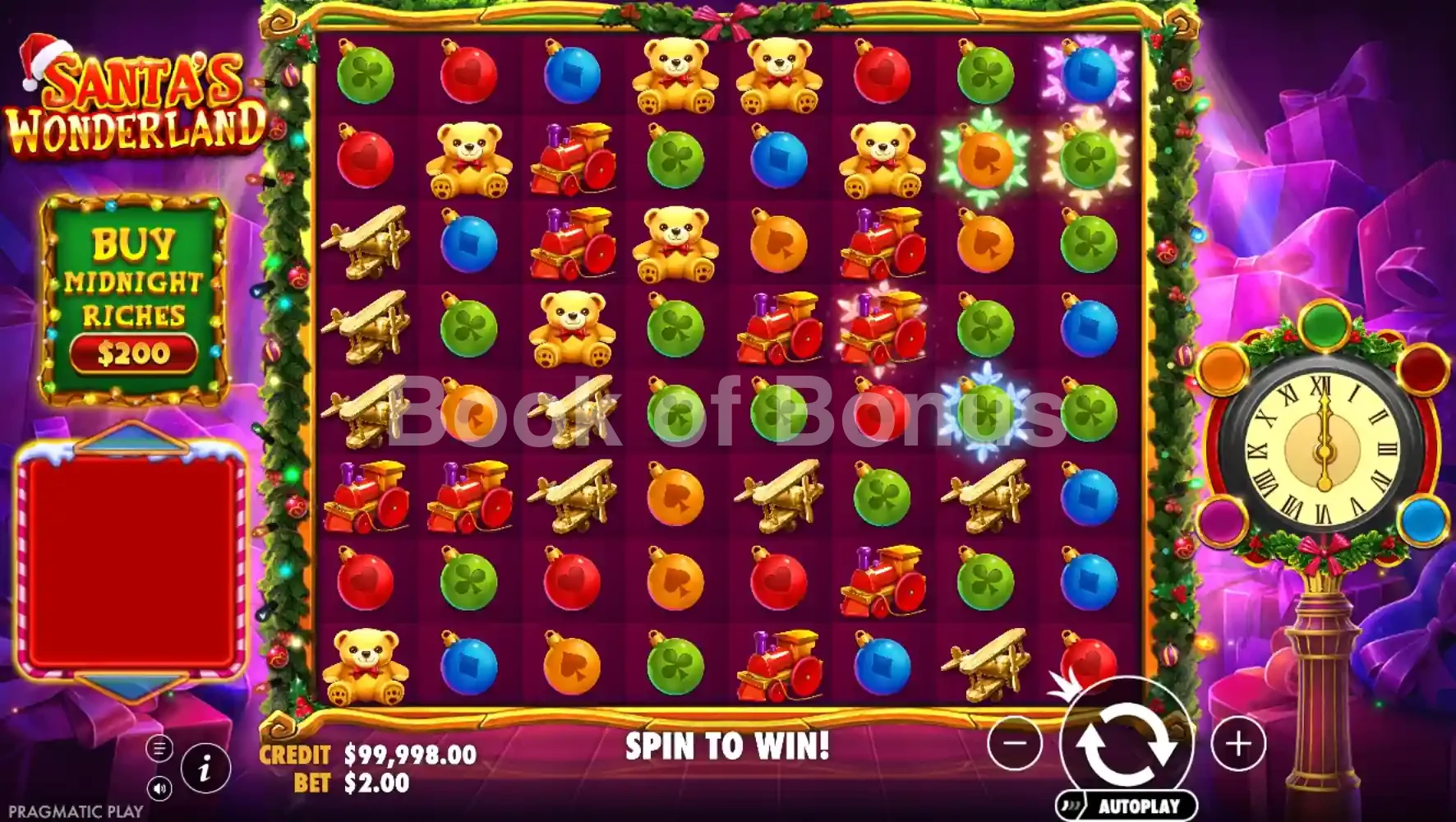 Santa's Wonderland par Pragmatic Play - jeu de base et disposition des rouleaux