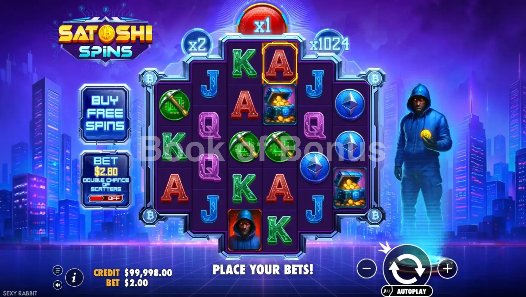 Satoshi Spins par Pragmatic Play - jeu de base et disposition des rouleaux