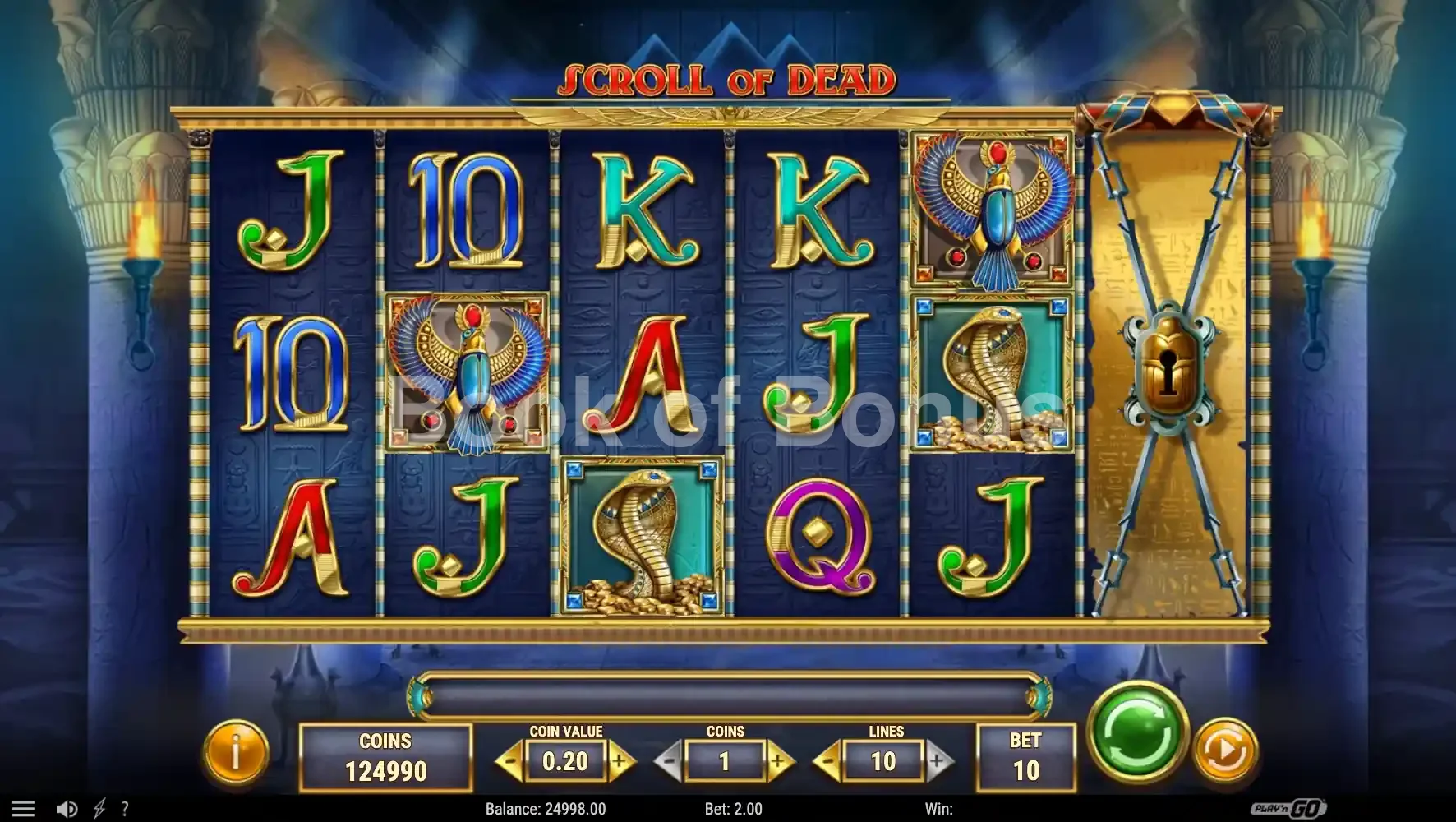 Scroll of Dead par Play'n GO - jeu de base et disposition des rouleaux