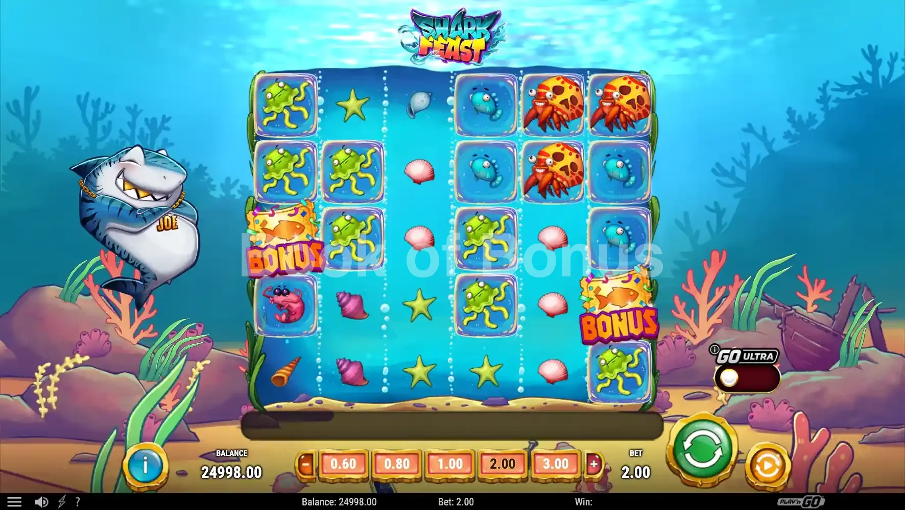 Shark Feast par Play'n GO - jeu de base et disposition des rouleaux