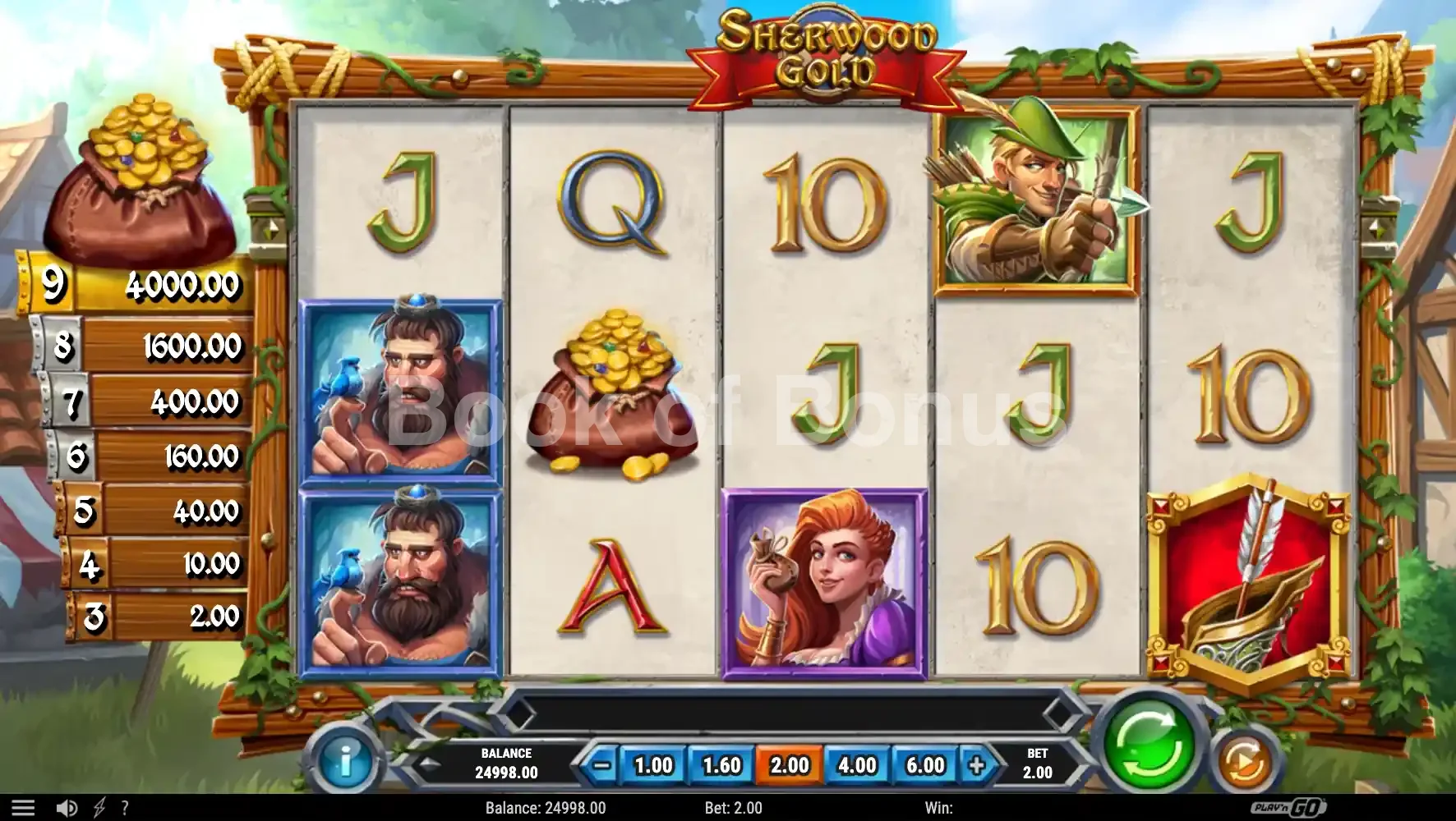 Sherwood Gold par Play'n GO - jeu de base et disposition des rouleaux