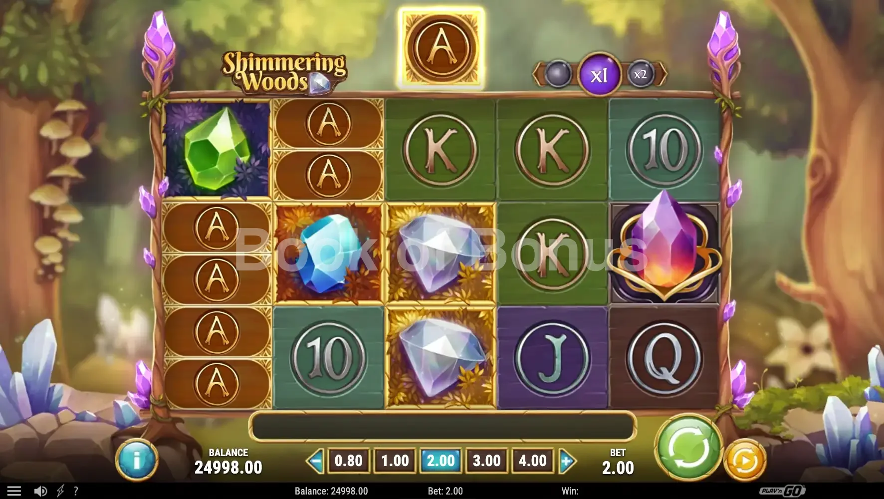 Shimmering Woods par Play'n GO - jeu de base et disposition des rouleaux