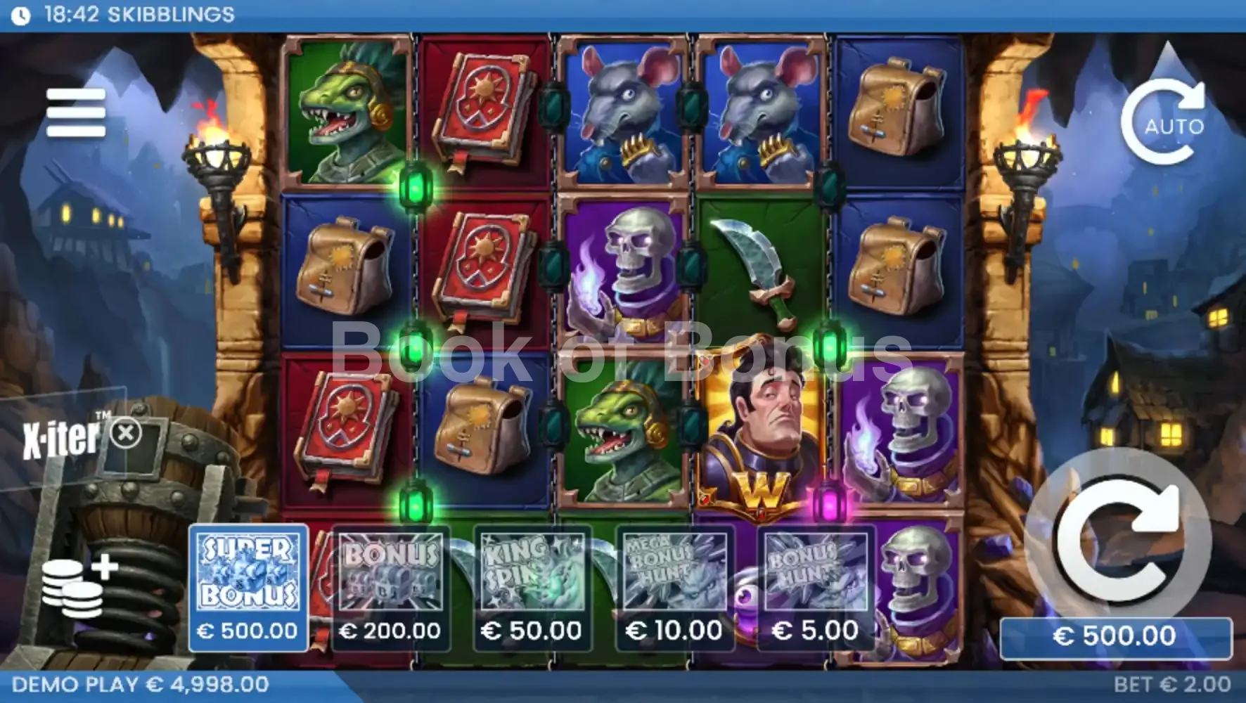 Skibblings par ELK Studios - menu d'achat de bonus et options