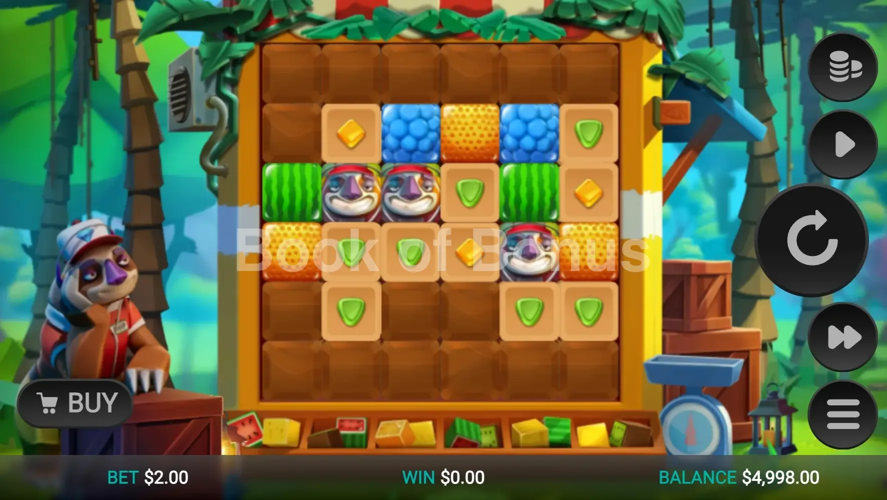 Sloth Tumble par Relax Gaming - jeu de base et disposition des rouleaux