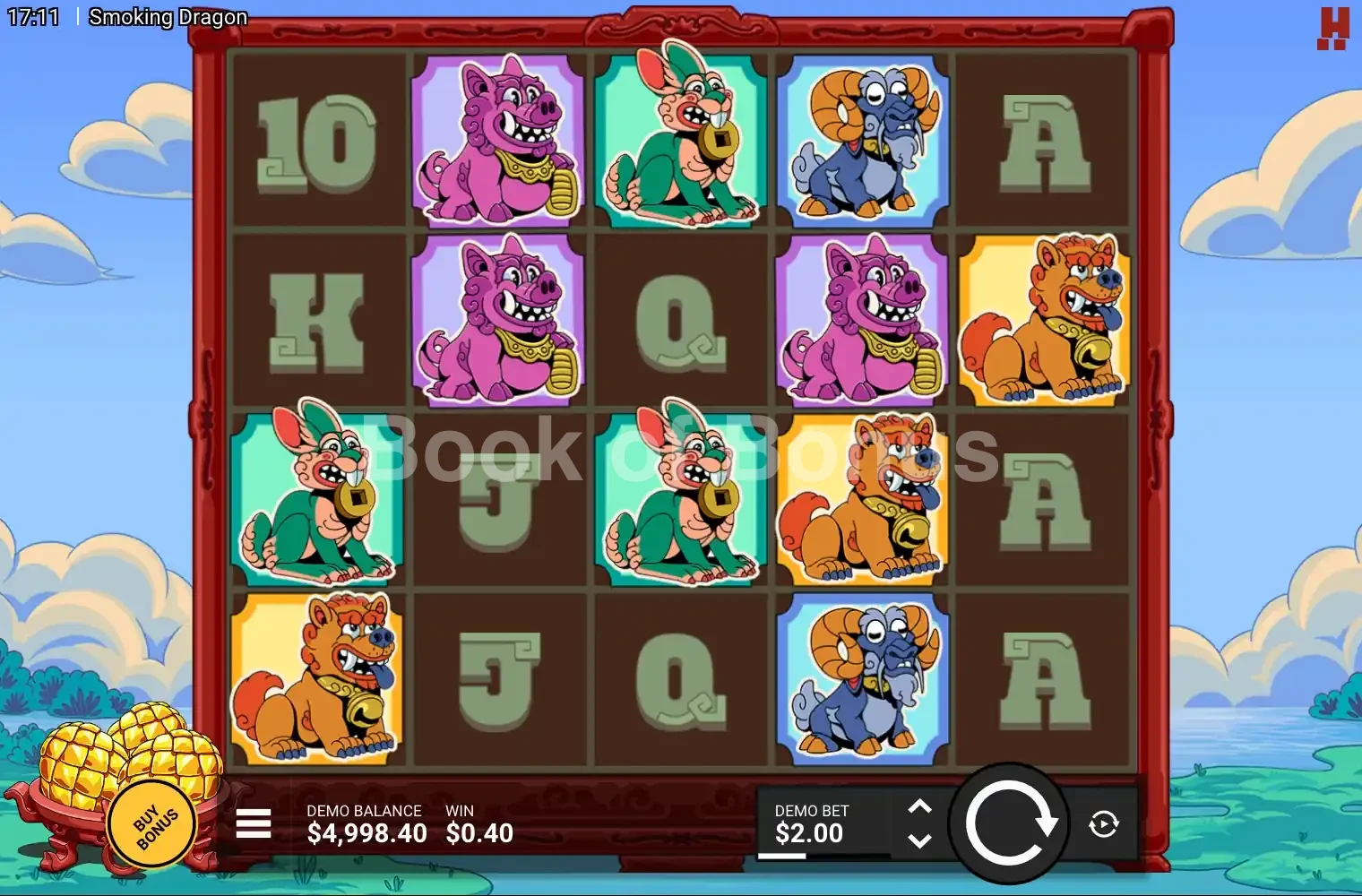 Smoking Dragon par Hacksaw Gaming - jeu de base et disposition des rouleaux