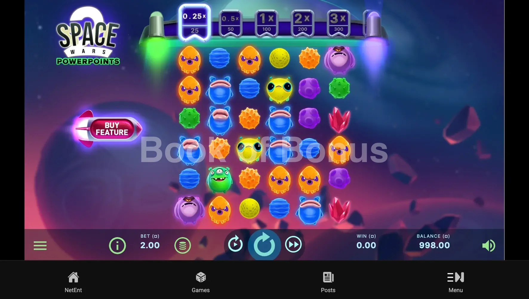 Space Wars 2 Powerpoints par NetEnt - jeu de base et disposition des rouleaux