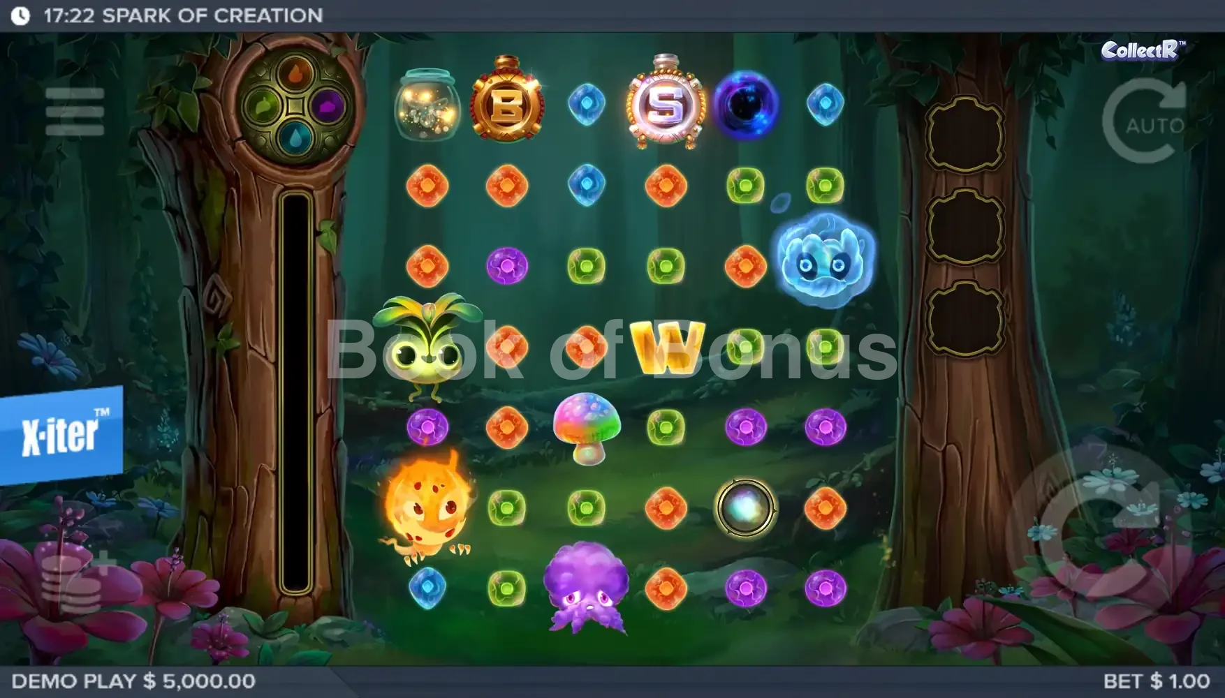 Spark of Creation par ELK Studios - jeu de base et disposition des rouleaux