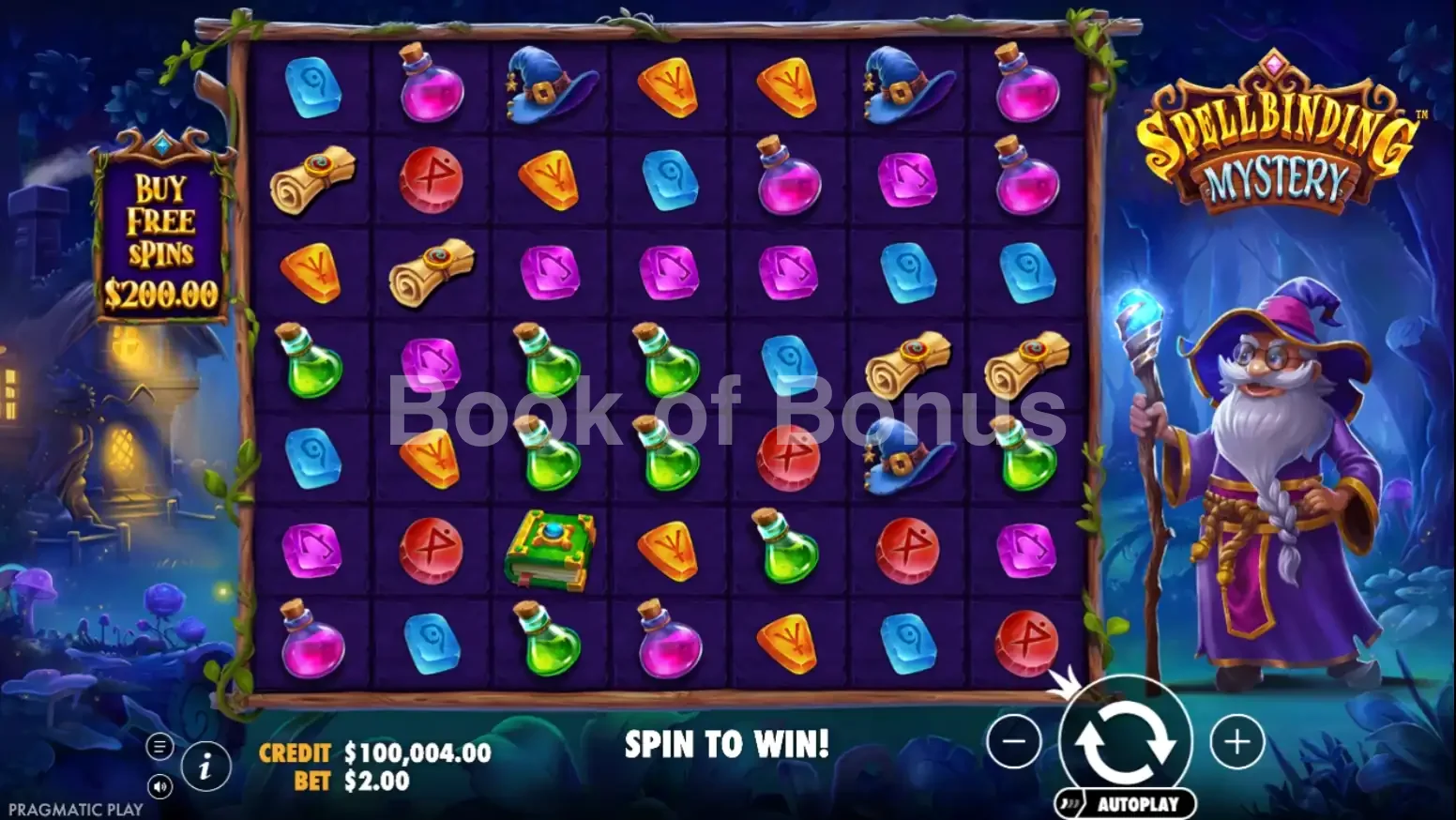 Spellbinding Mystery par Pragmatic Play - jeu de base et disposition des rouleaux