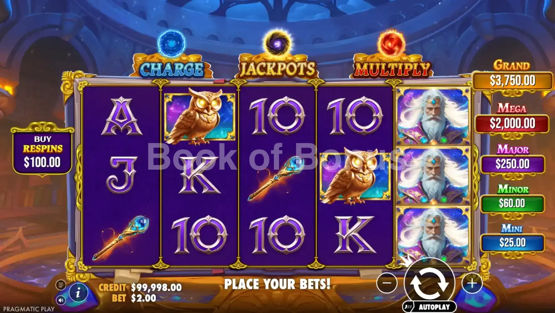 Spellmaster par Pragmatic Play - jeu de base et disposition des rouleaux
