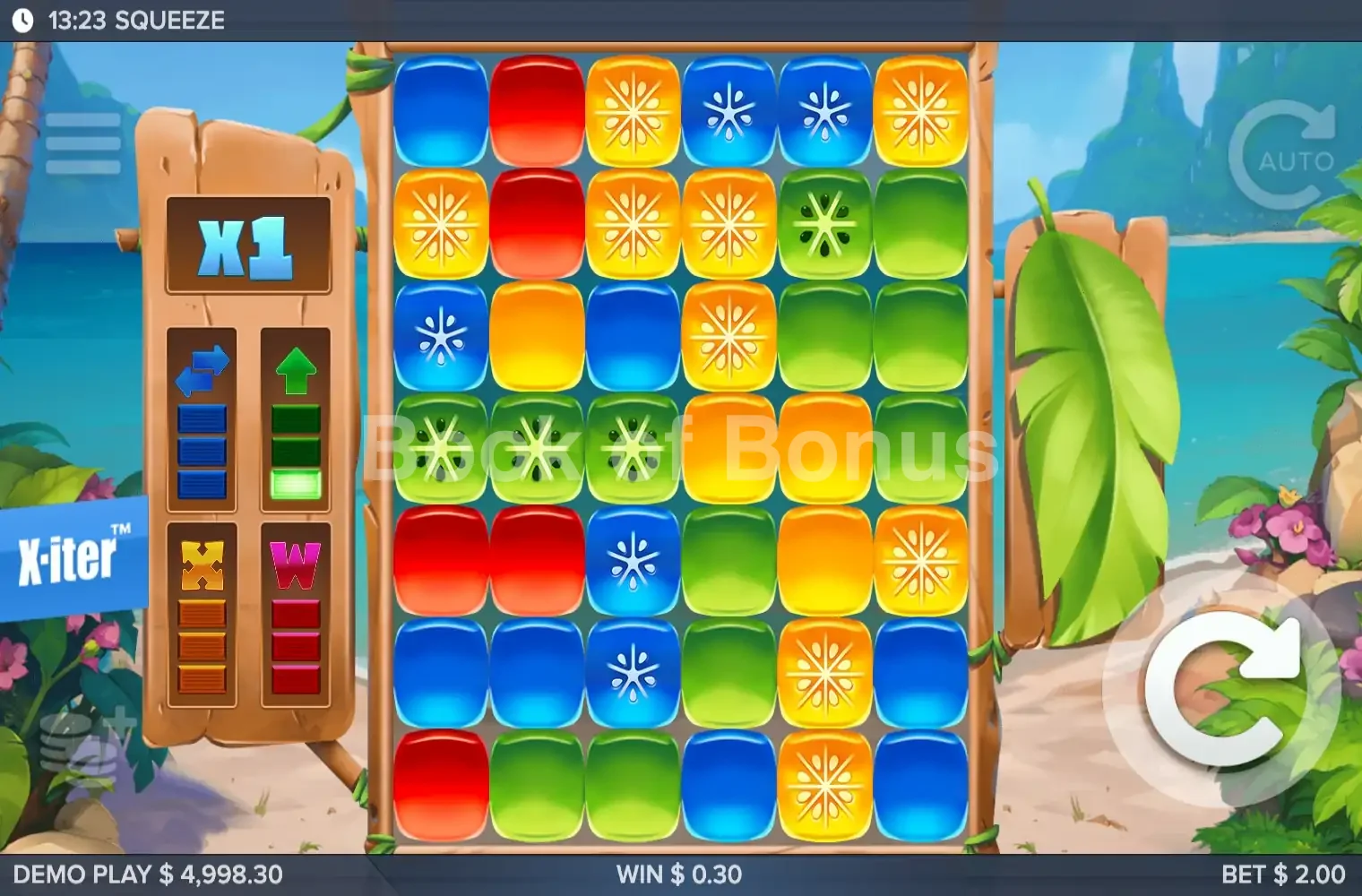 Squeeze par ELK Studios - jeu de base et disposition des rouleaux