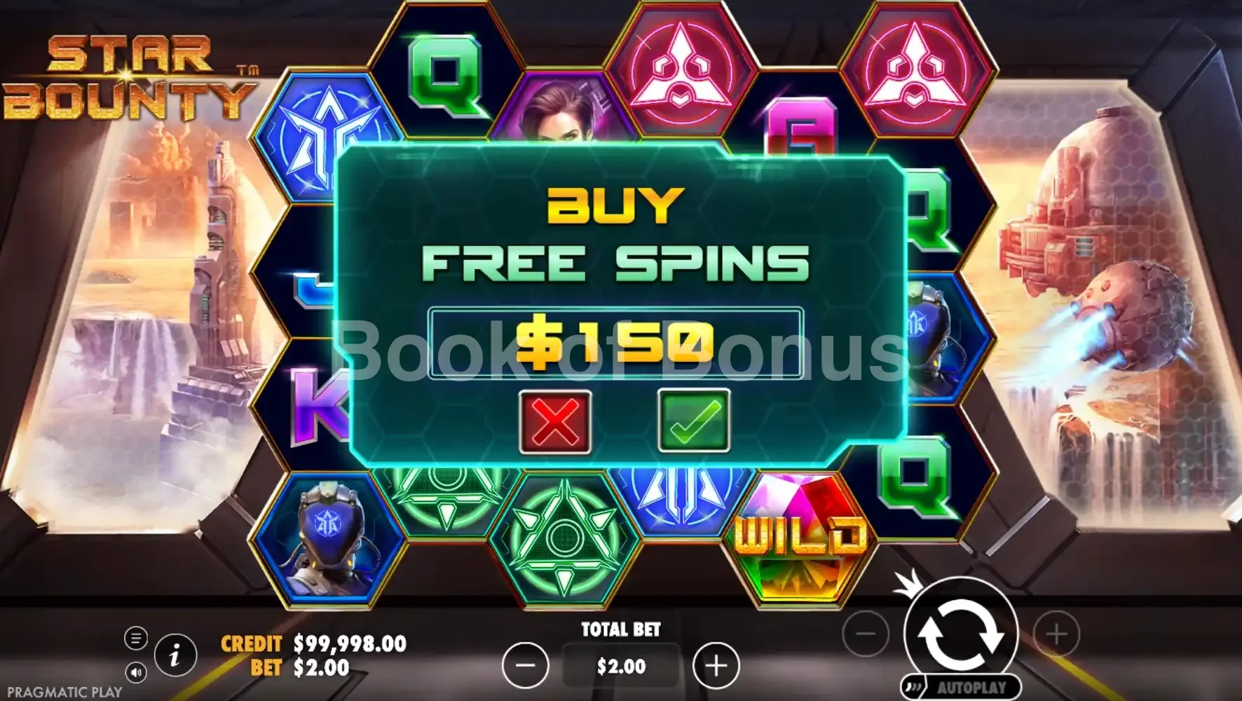Star Bounty par Pragmatic Play - menu d'achat de bonus et options