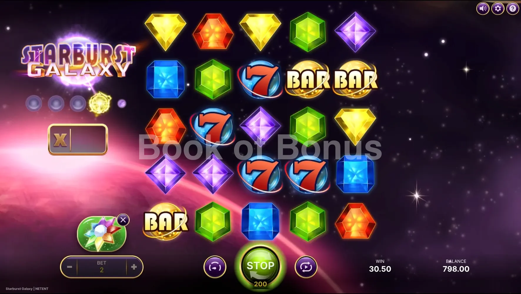Feature bonus Starburst Galaxy