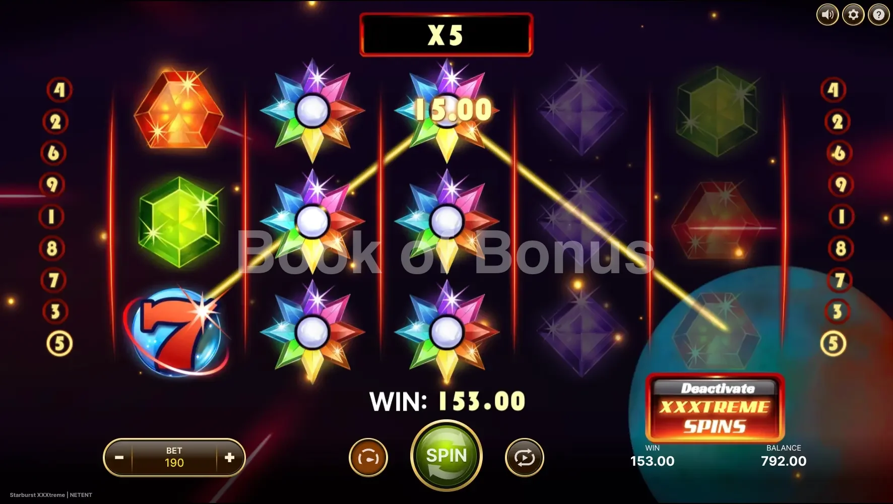 Starburst XXXtreme par NetEnt - gros gain