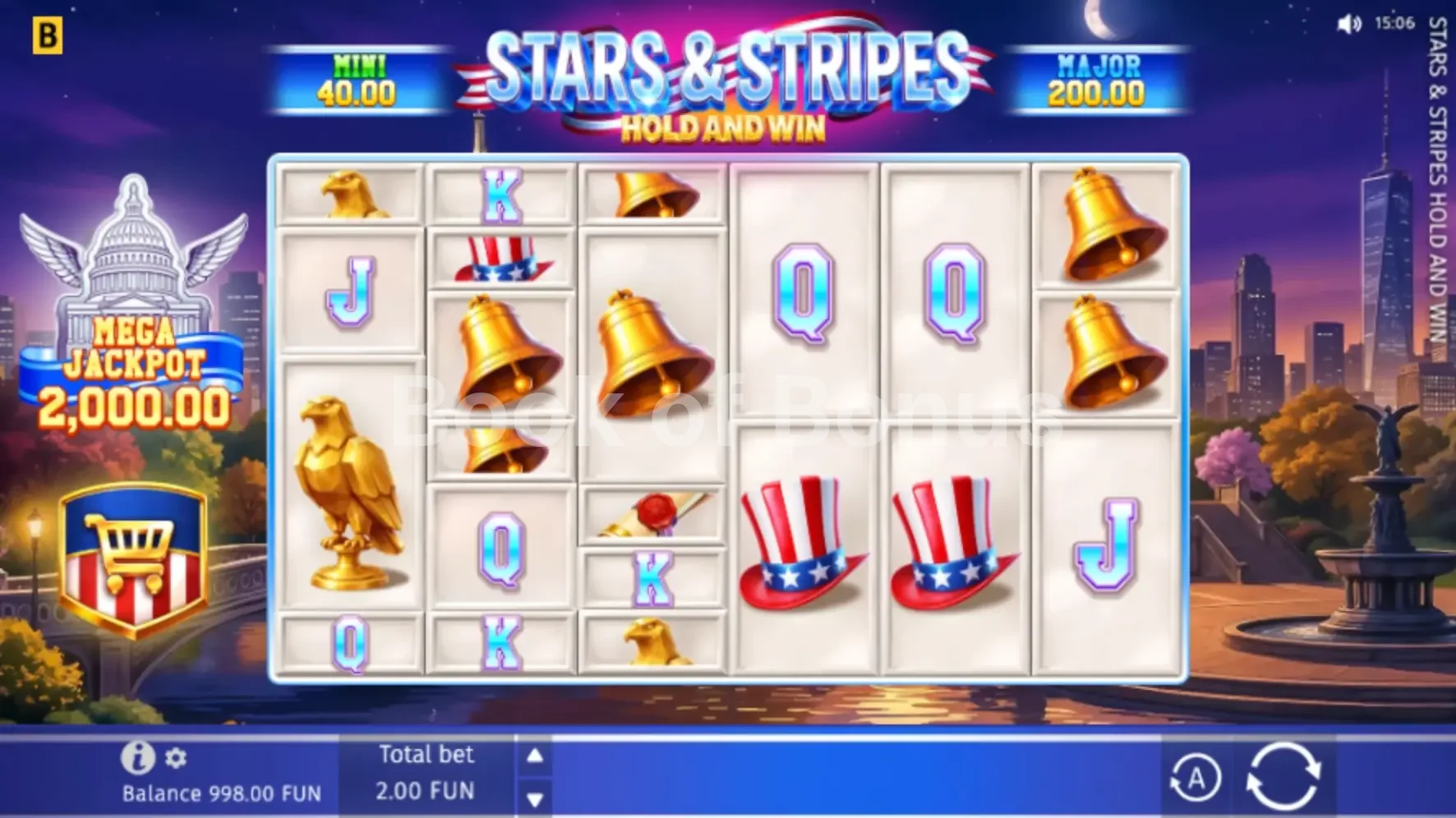 Stars & Stripes Hold and Win par BGaming - jeu de base et disposition des rouleaux