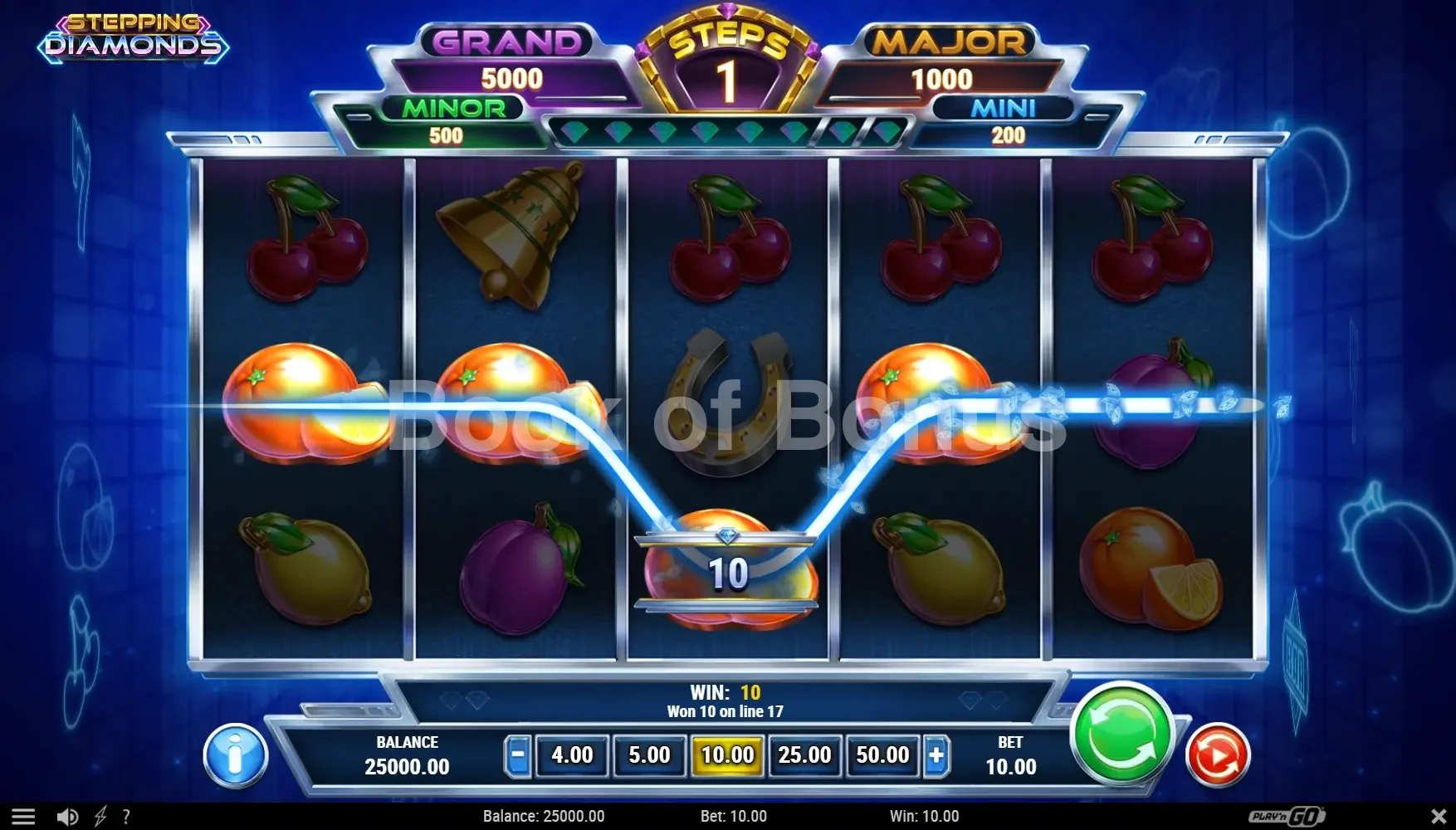 Stepping Diamonds par Play'n GO - spin result