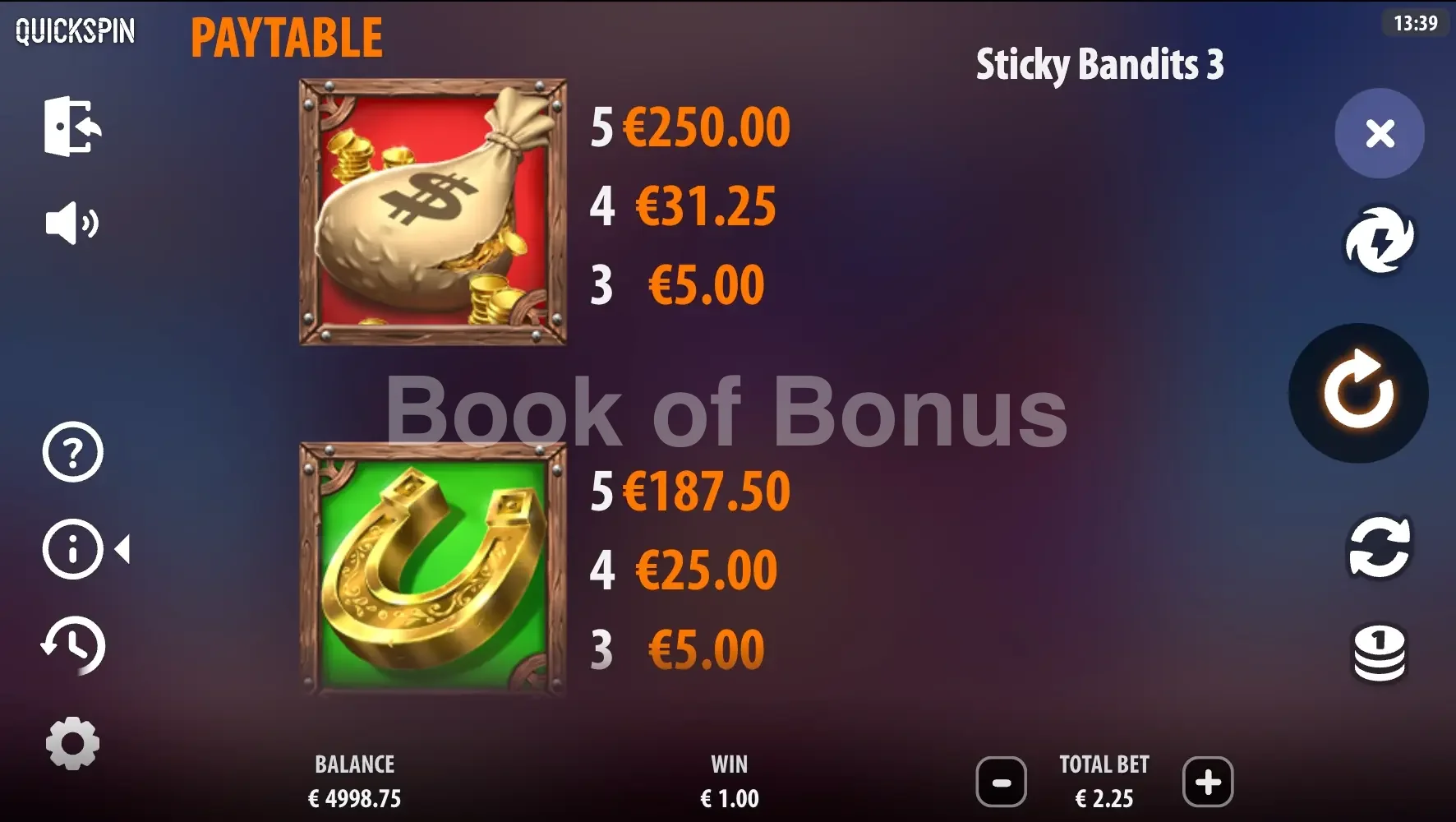 Tableau des gains Sticky Bandits 3 Most Wanted