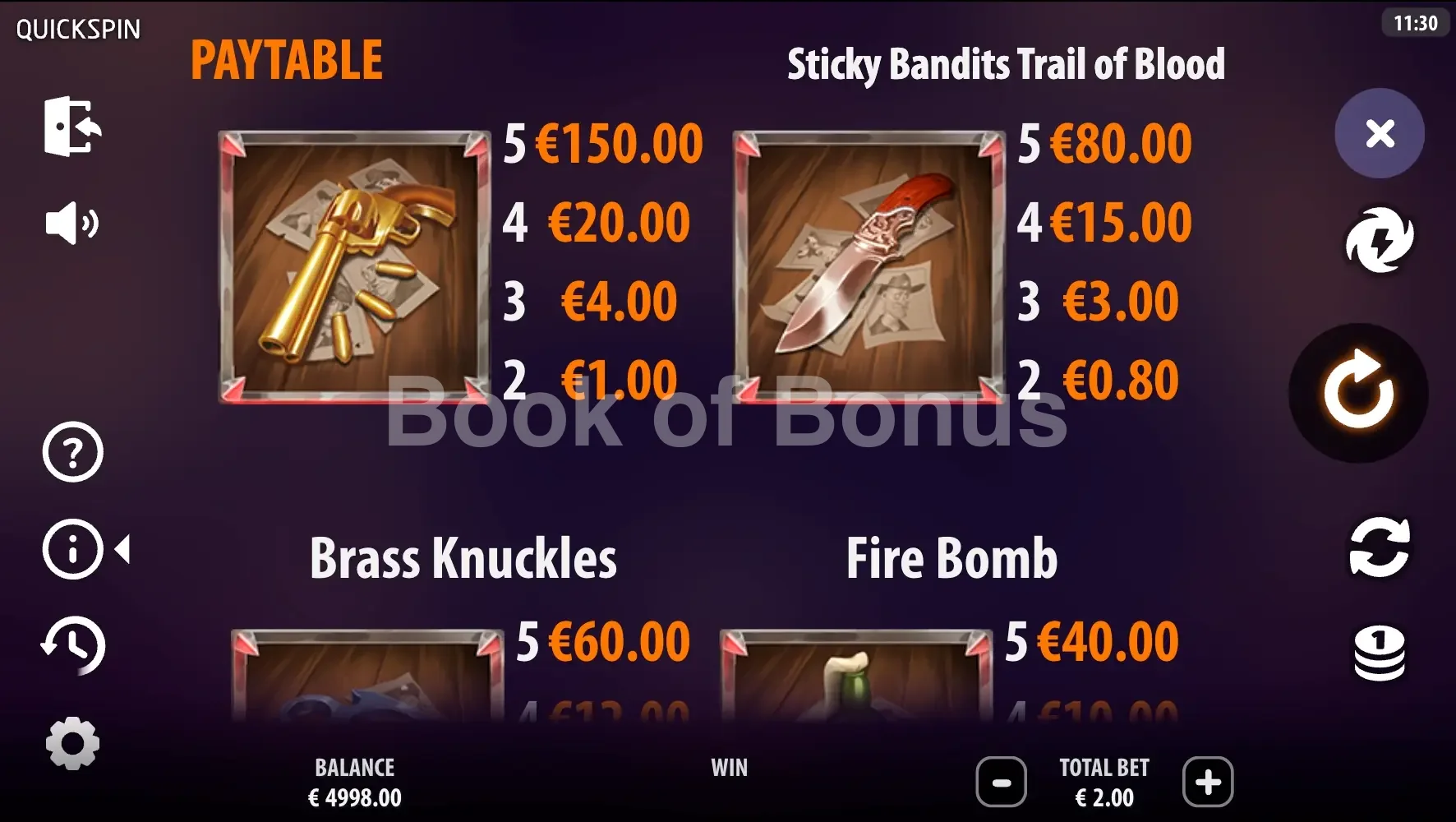 Sticky Bandits Trail of Blood par Quickspin - table des gains et valeurs des symboles