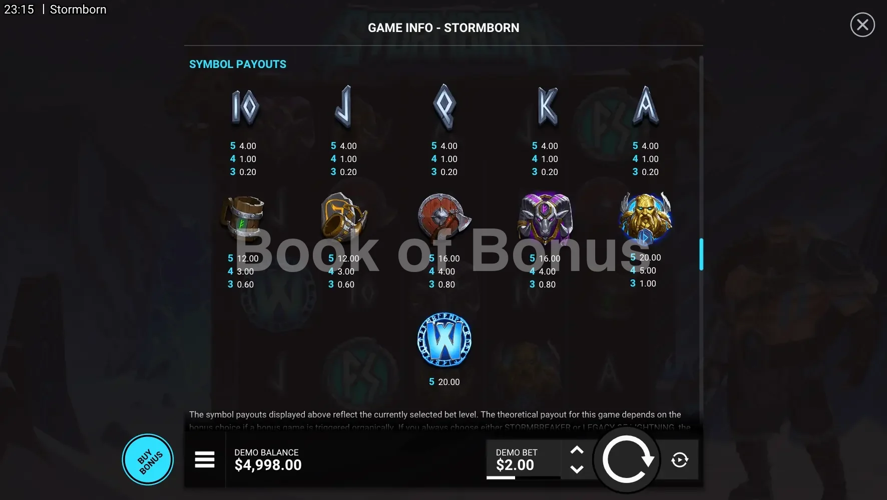 Stormborn par Hacksaw Gaming - table des gains et valeurs des symboles