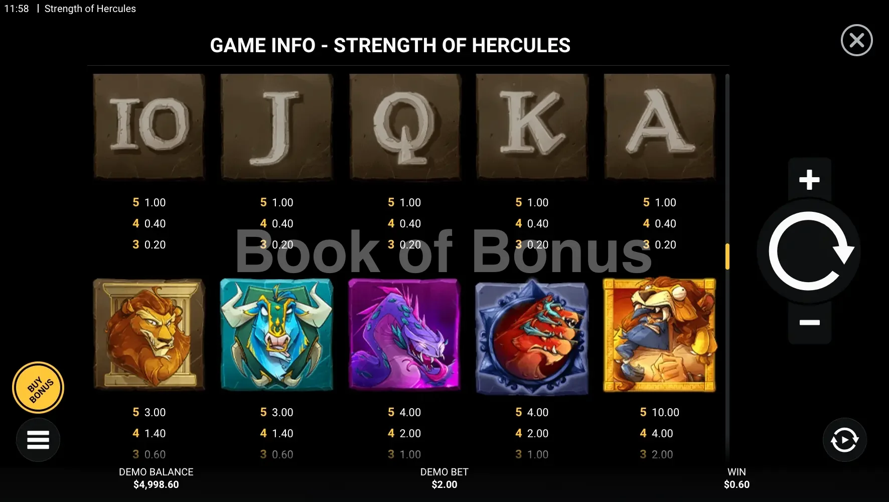 Strength of Hercules par Hacksaw Gaming - table des gains et valeurs des symboles