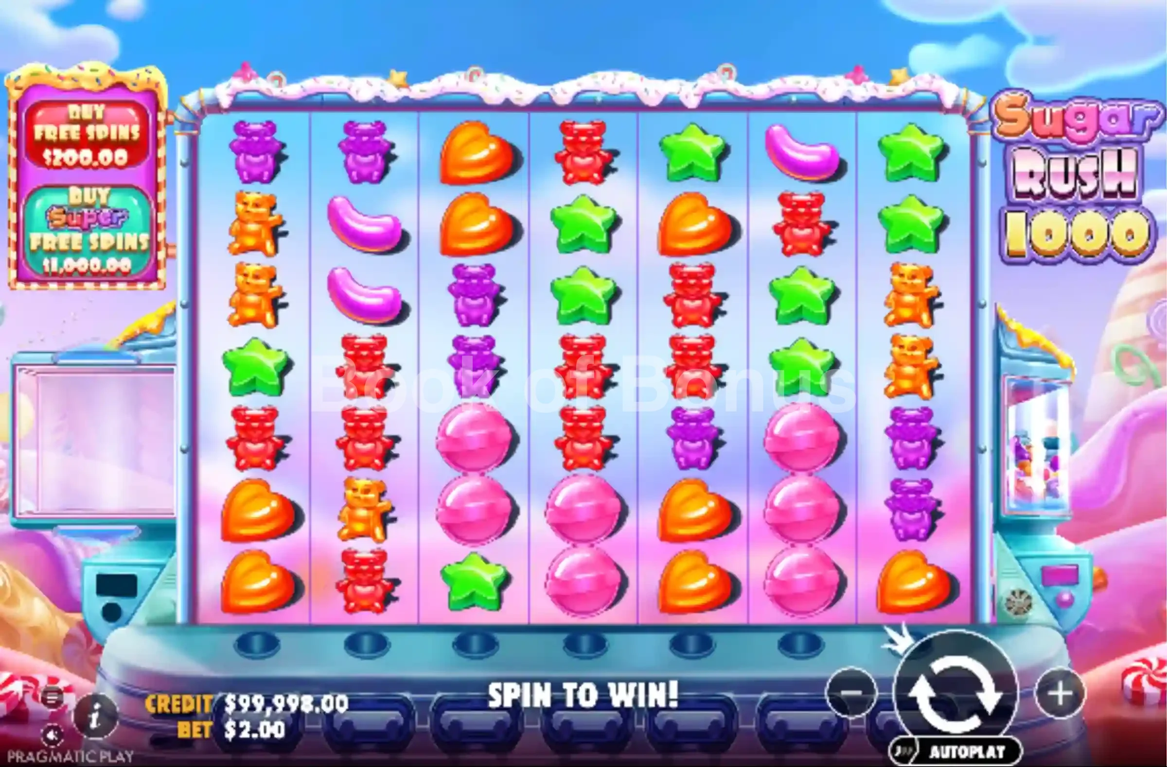 Sugar Rush 1000 par Pragmatic Play - jeu de base et disposition des rouleaux