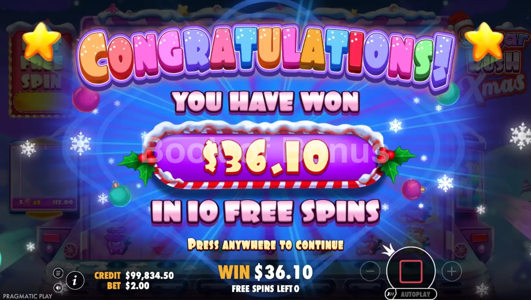 Sugar Rush Xmas par Pragmatic Play - gros gain