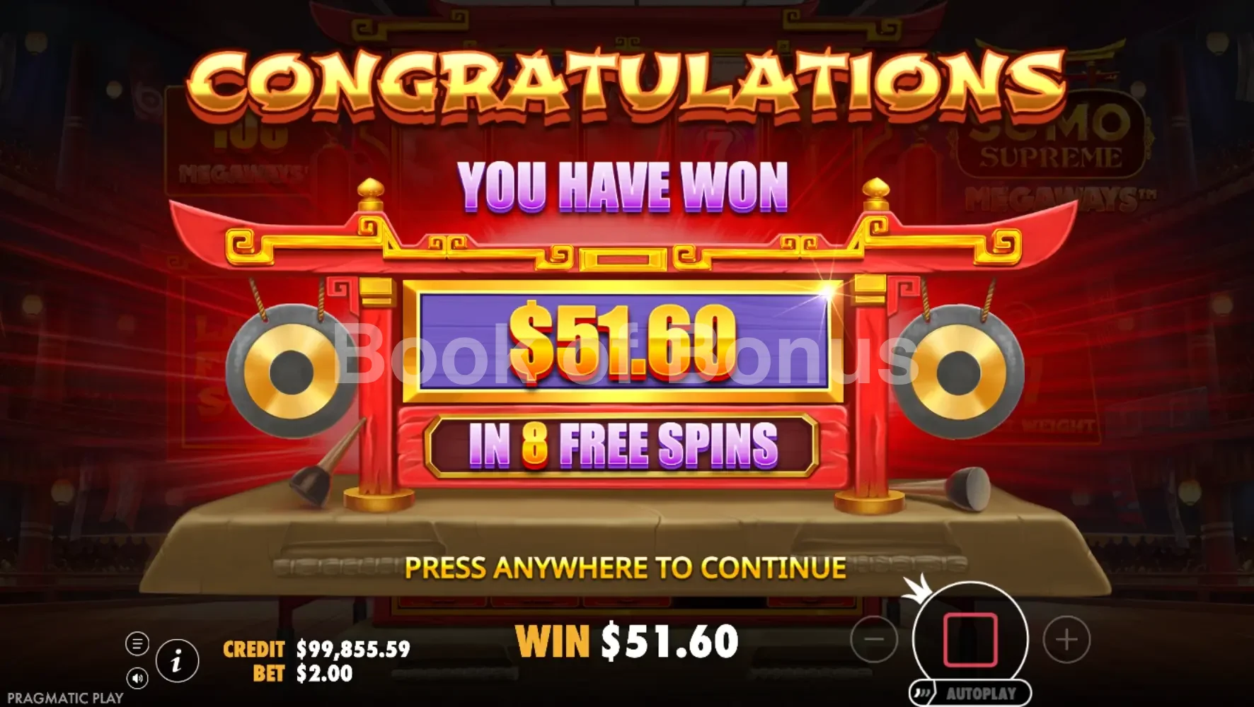 Sumo Supreme Megaways par Pragmatic Play - gros gain