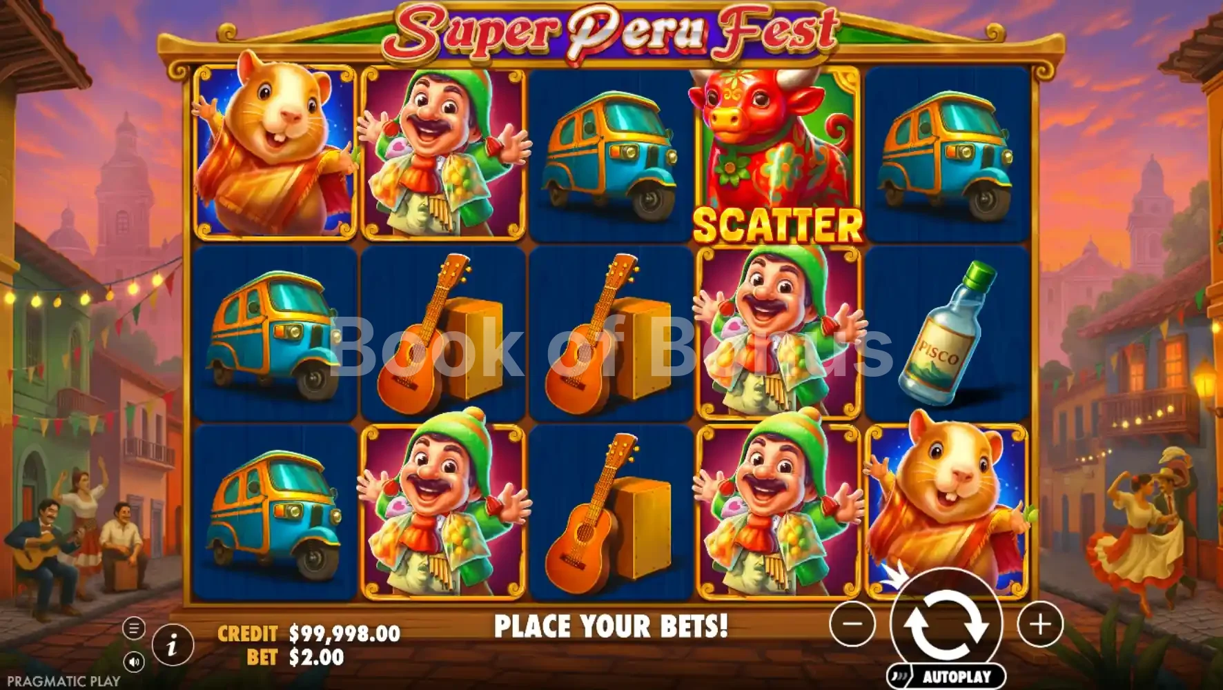 Super Peru Fest par Pragmatic Play - jeu de base et disposition des rouleaux