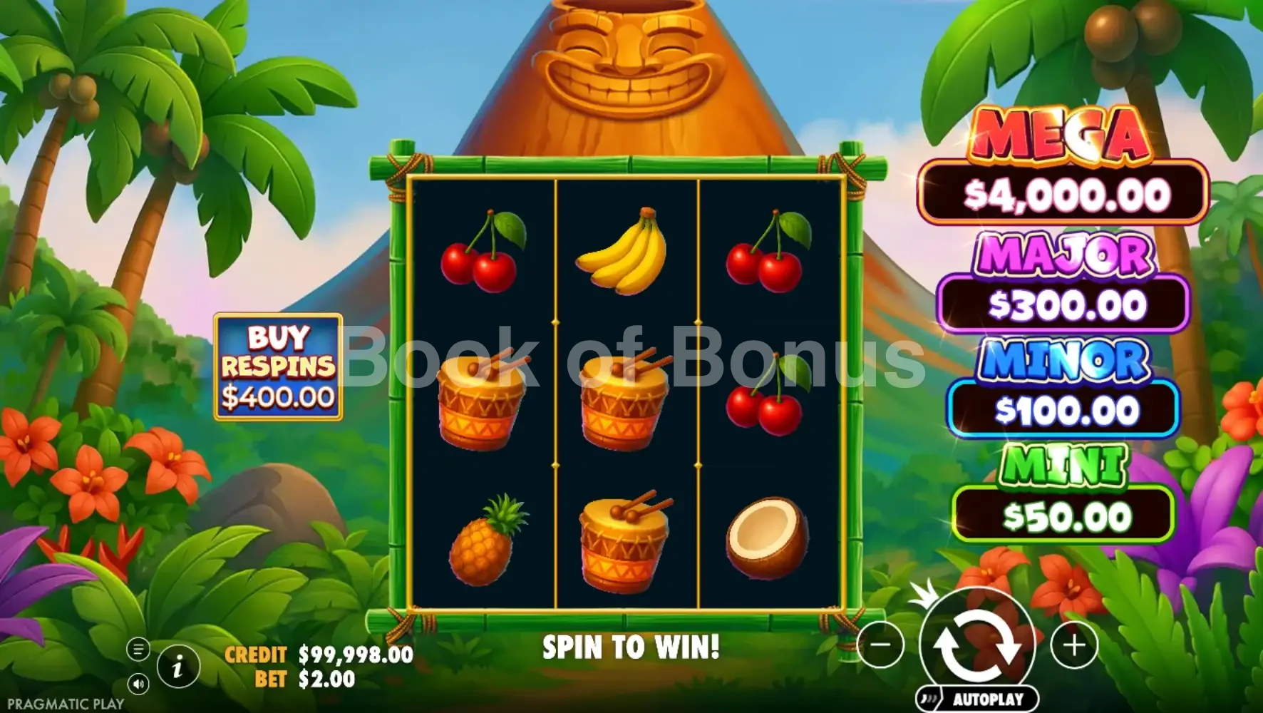 Super Tiki Strike par Pragmatic Play - jeu de base et disposition des rouleaux