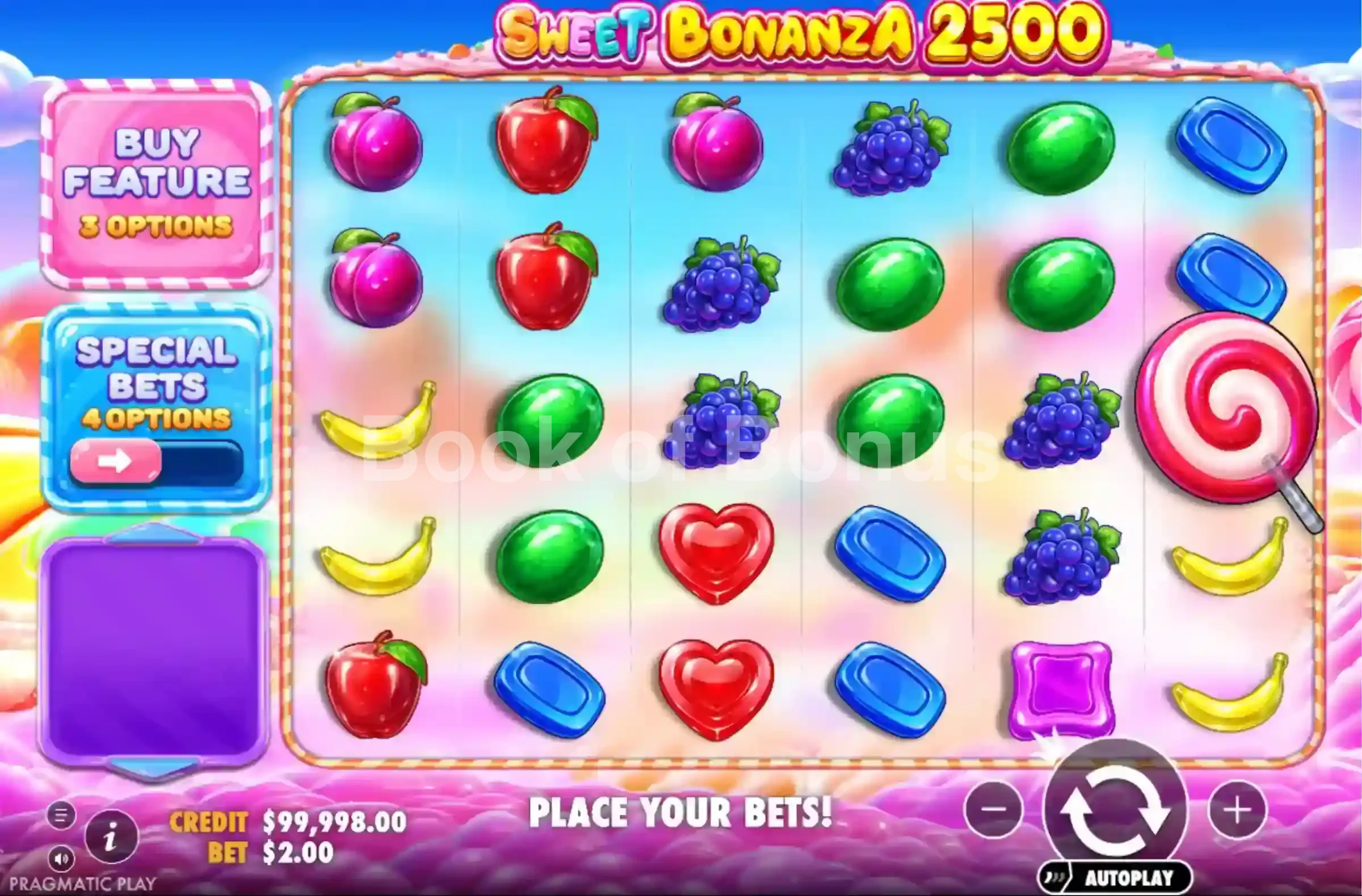Jeu de base Sweet Bonanza 2500