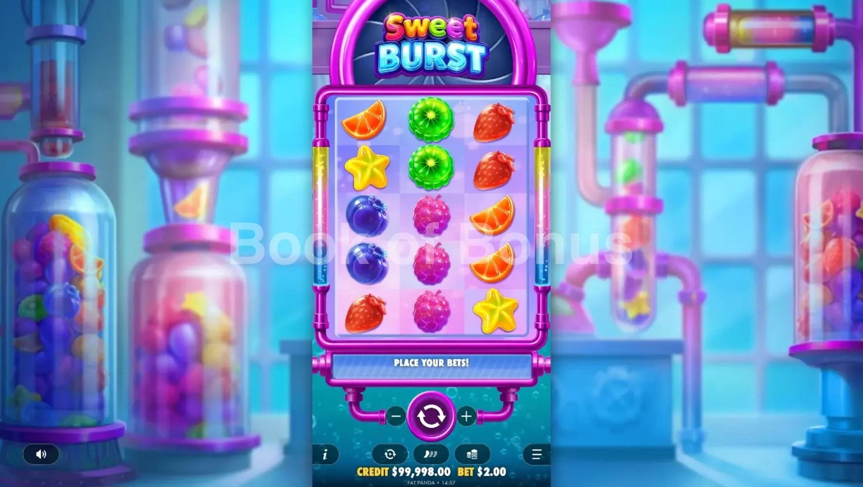 Sweet Burst par Pragmatic Play - jeu de base et disposition des rouleaux