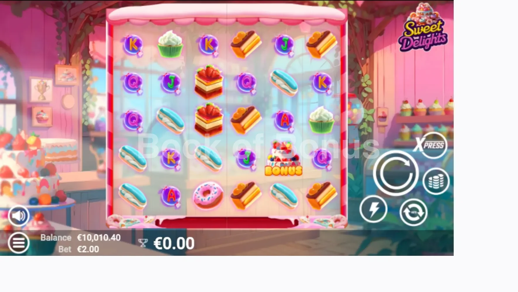 Sweet Delights par Avatar UX - jeu de base et disposition des rouleaux