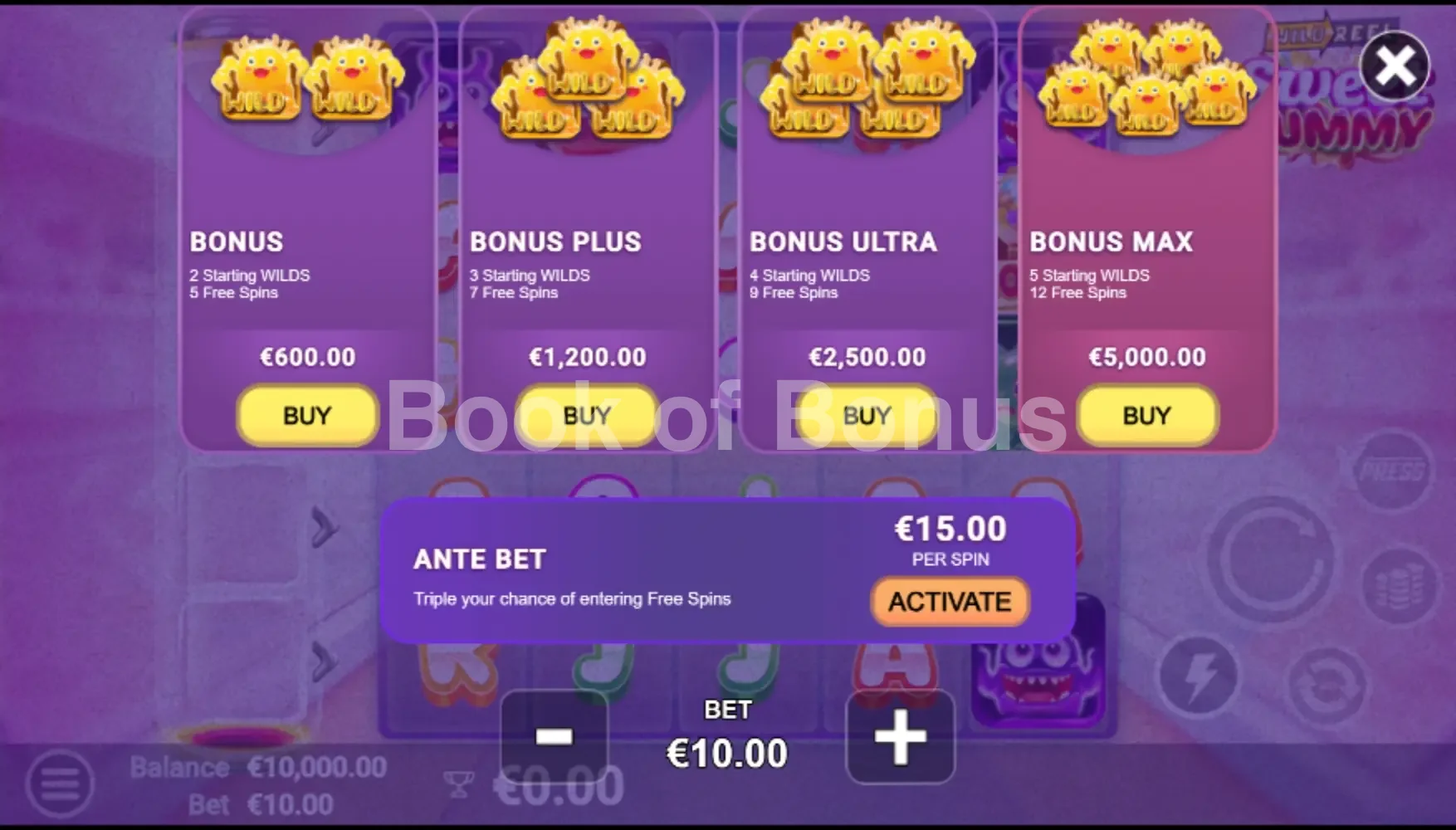 Achat de bonus Sweet Gummy