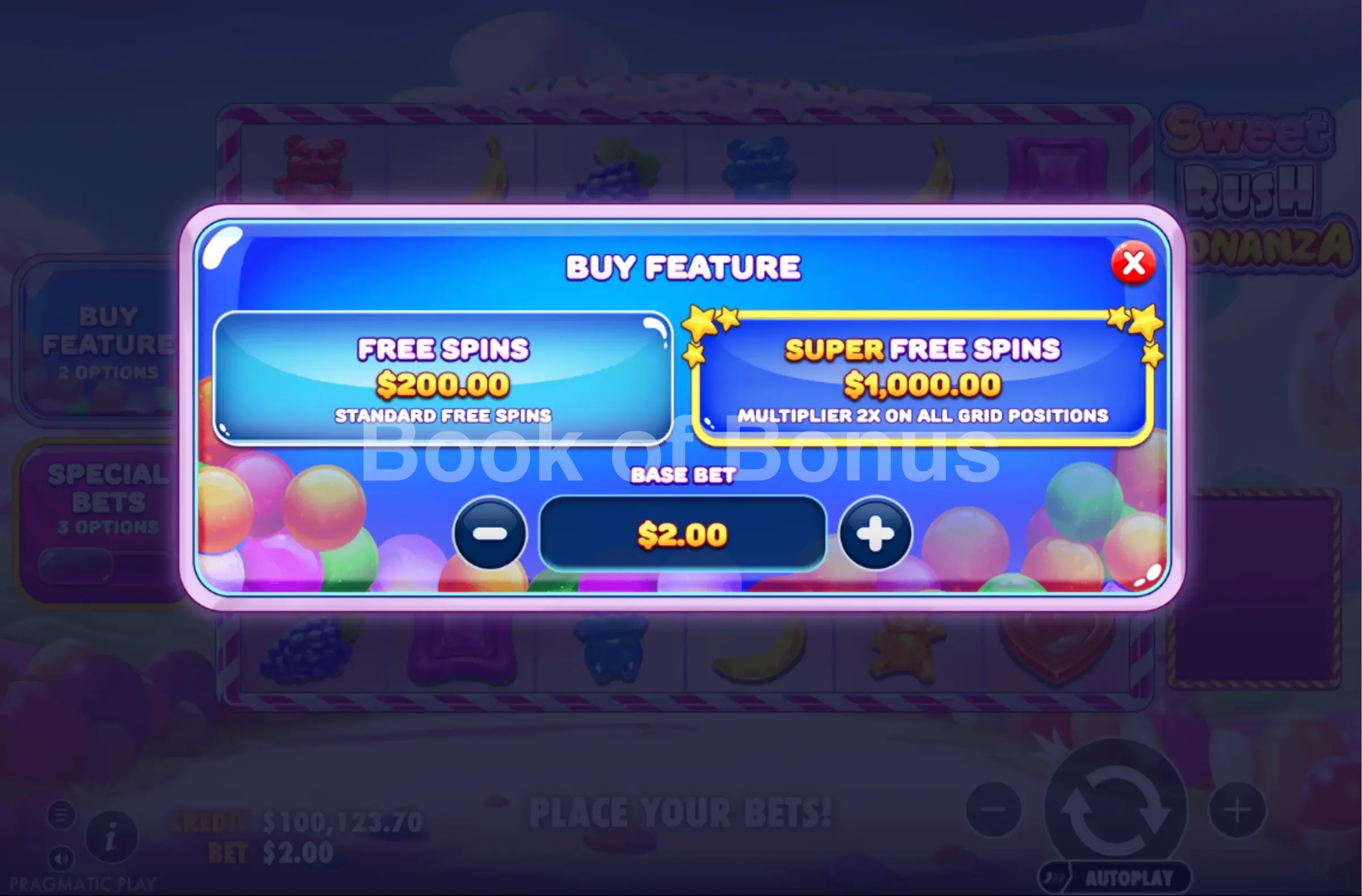 Achat bonus Sweet Rush Bonanza