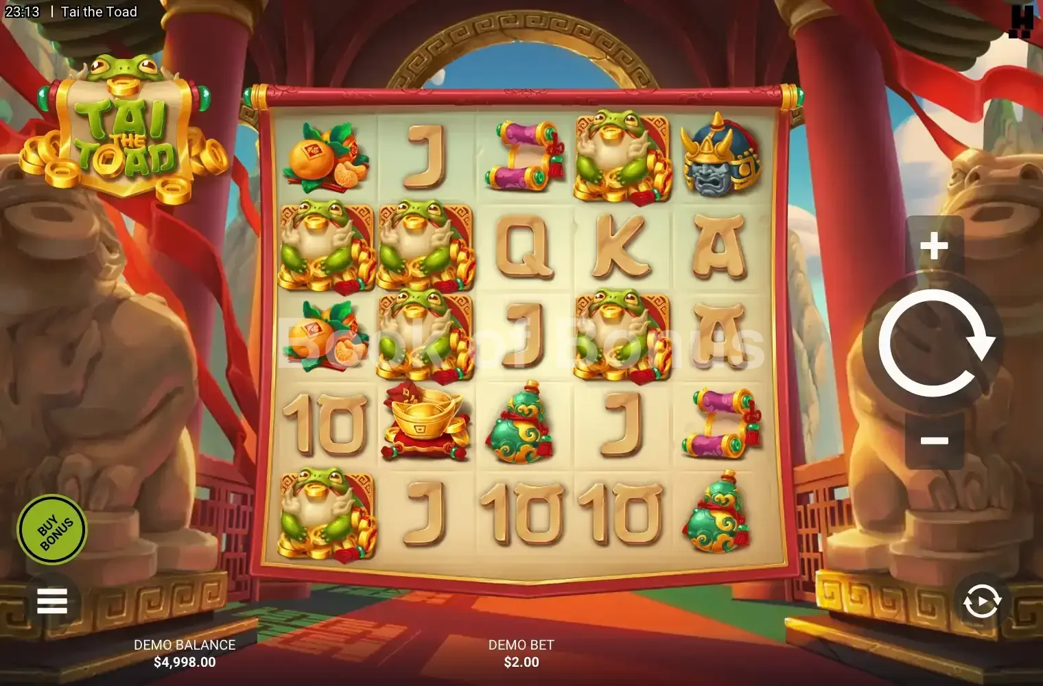 Tai The Toad par Hacksaw Gaming - jeu de base et disposition des rouleaux