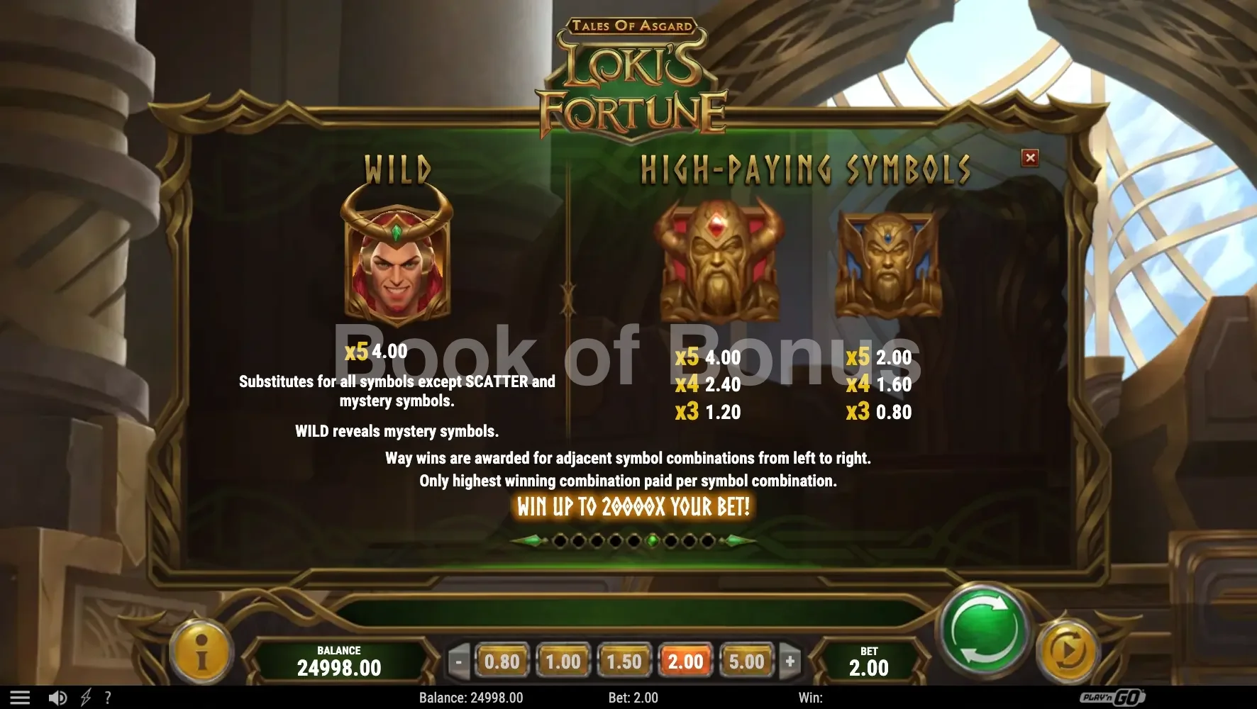 Tableau des gains Tales of Asgard Lokis Fortune
