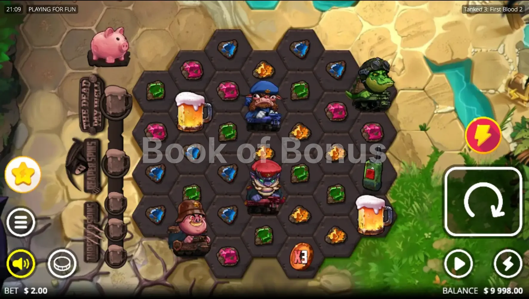 Tanked 3 First Blood 2 par Nolimit City - jeu de base et disposition des rouleaux